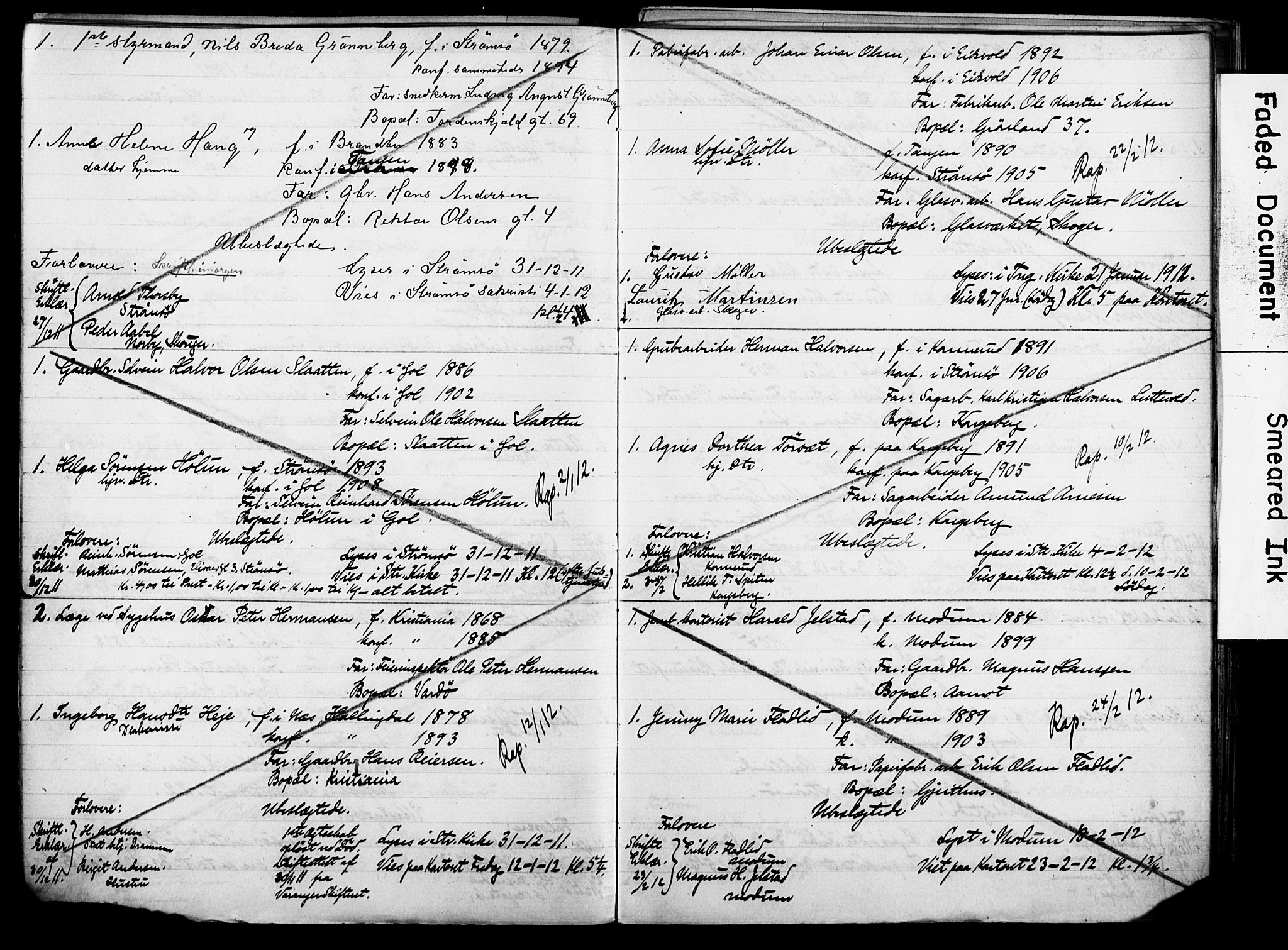 Strømsø kirkebøker, AV/SAKO-A-246/H/Ha/L0014: Banns register no. 14, 1911-1920