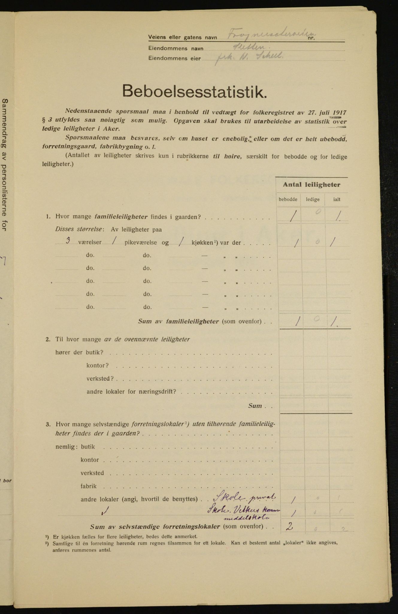 OBA, Municipal Census 1917 for Aker, 1917, p. 7287