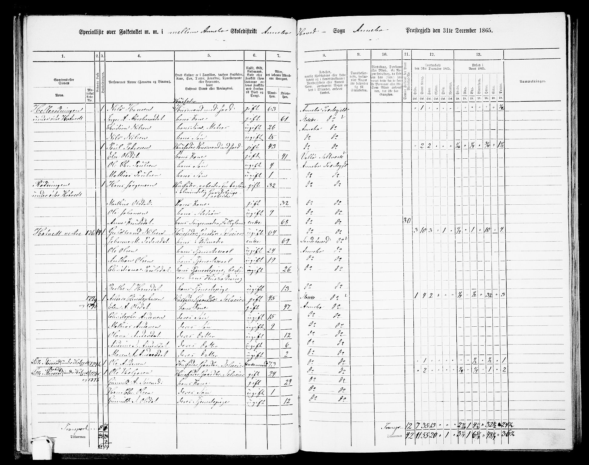 RA, 1865 census for Andebu, 1865, p. 31