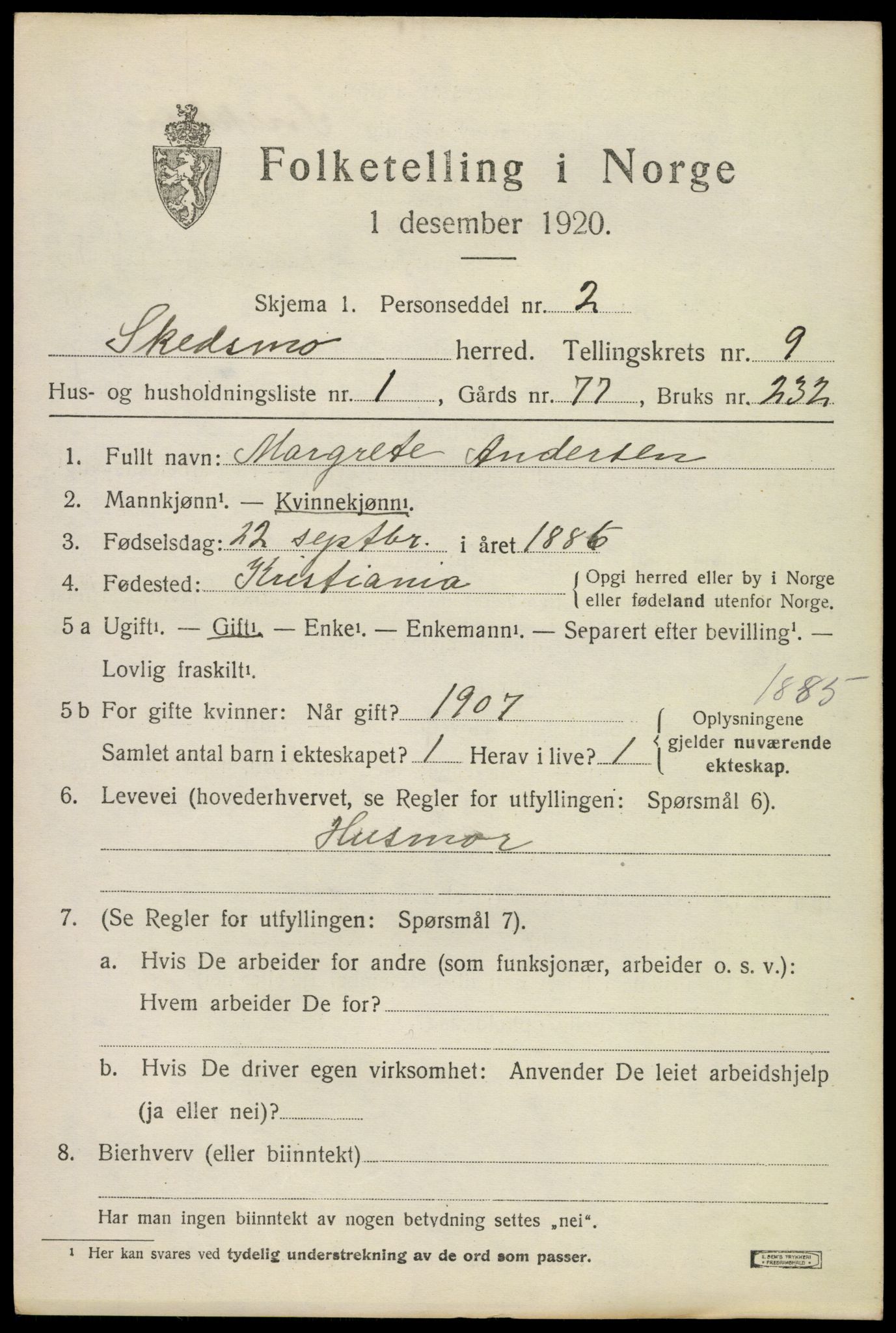 SAO, 1920 census for Skedsmo, 1920, p. 10521