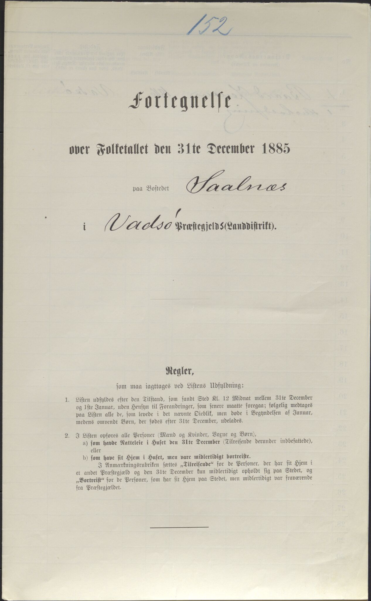 SATØ, 1885 census for 2029 Vadsø, 1885, p. 152a