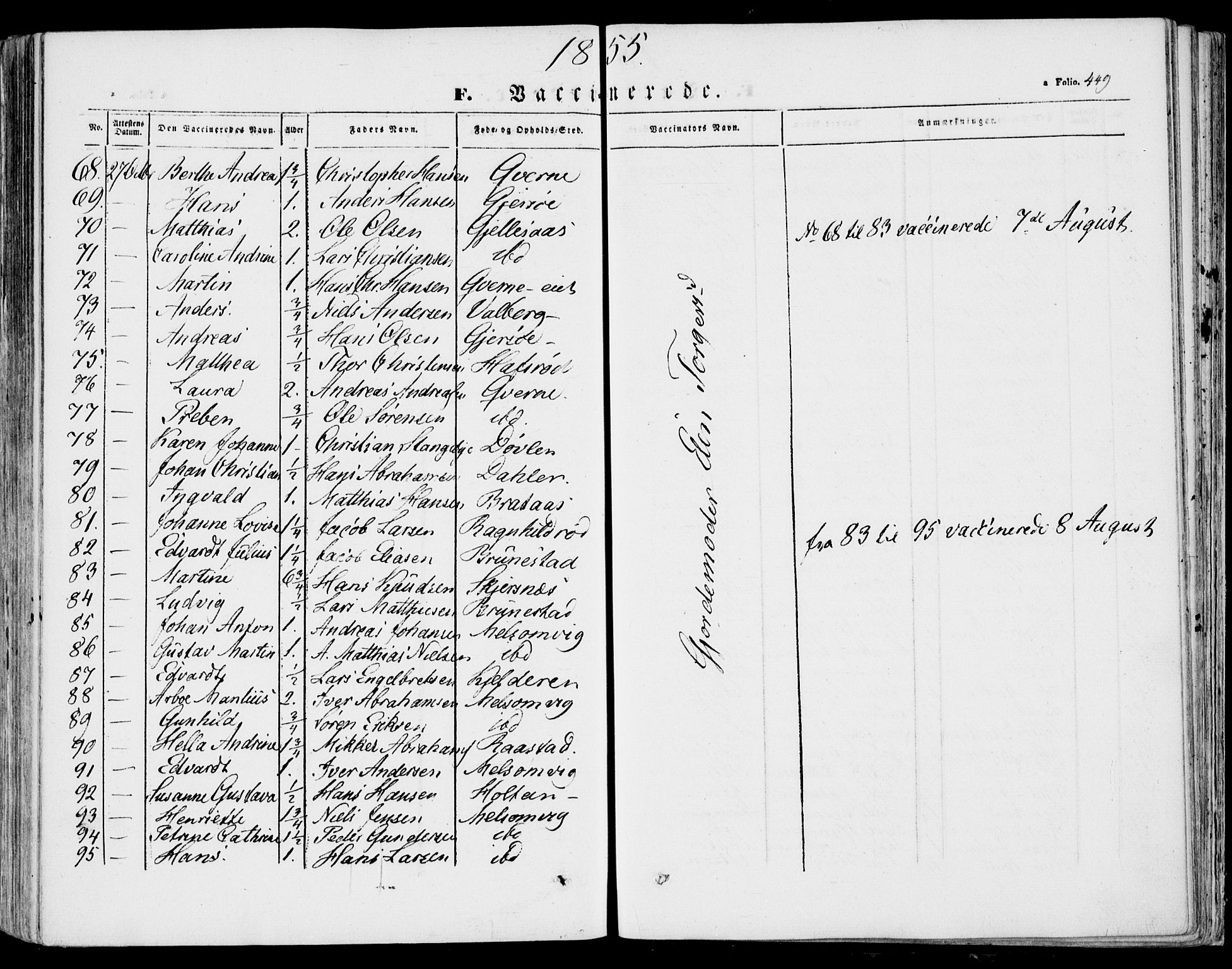 Stokke kirkebøker, AV/SAKO-A-320/F/Fa/L0007: Parish register (official) no. I 7, 1844-1857, p. 449