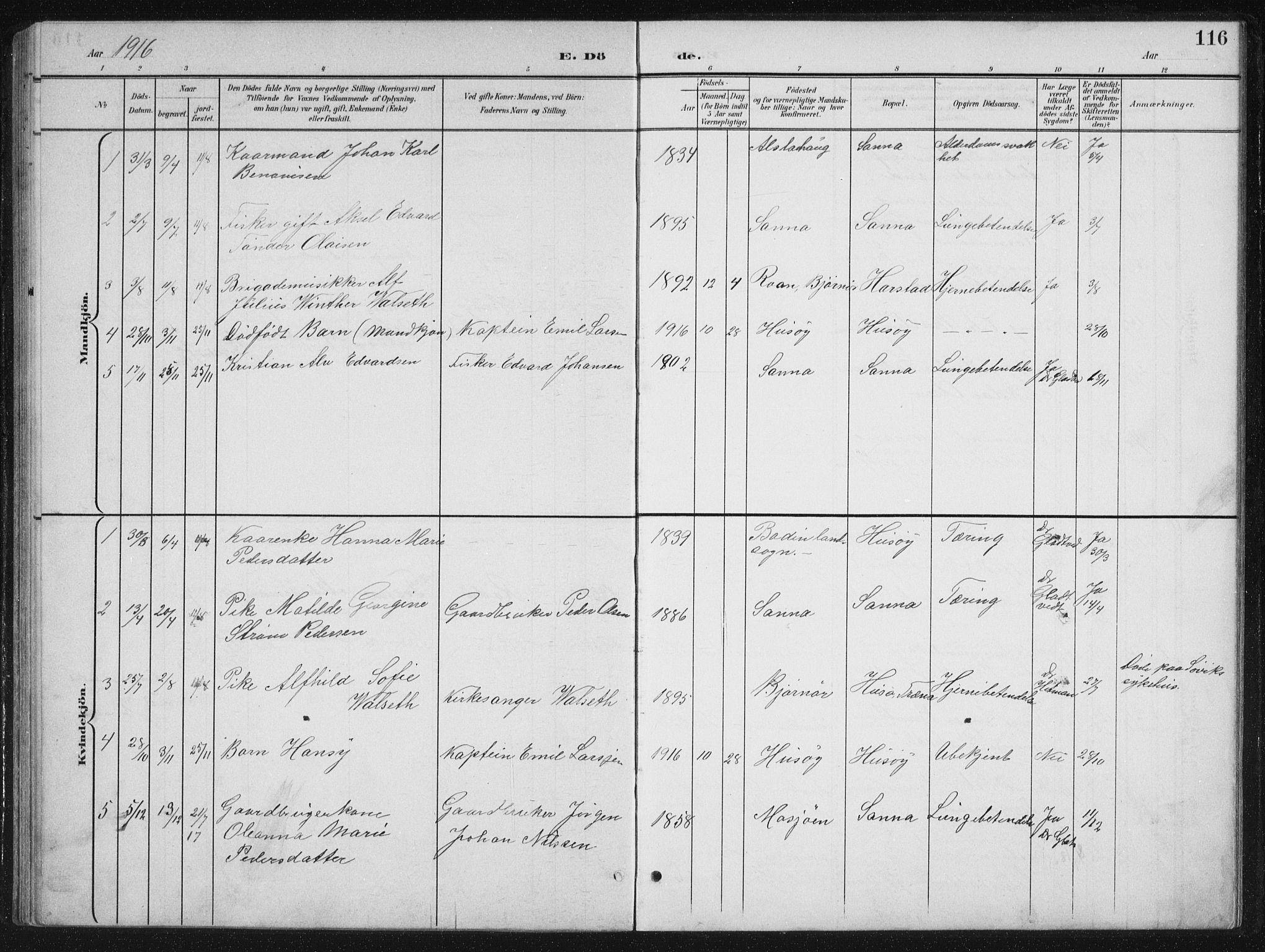 Ministerialprotokoller, klokkerbøker og fødselsregistre - Nordland, SAT/A-1459/840/L0583: Parish register (copy) no. 840C03, 1901-1933, p. 116