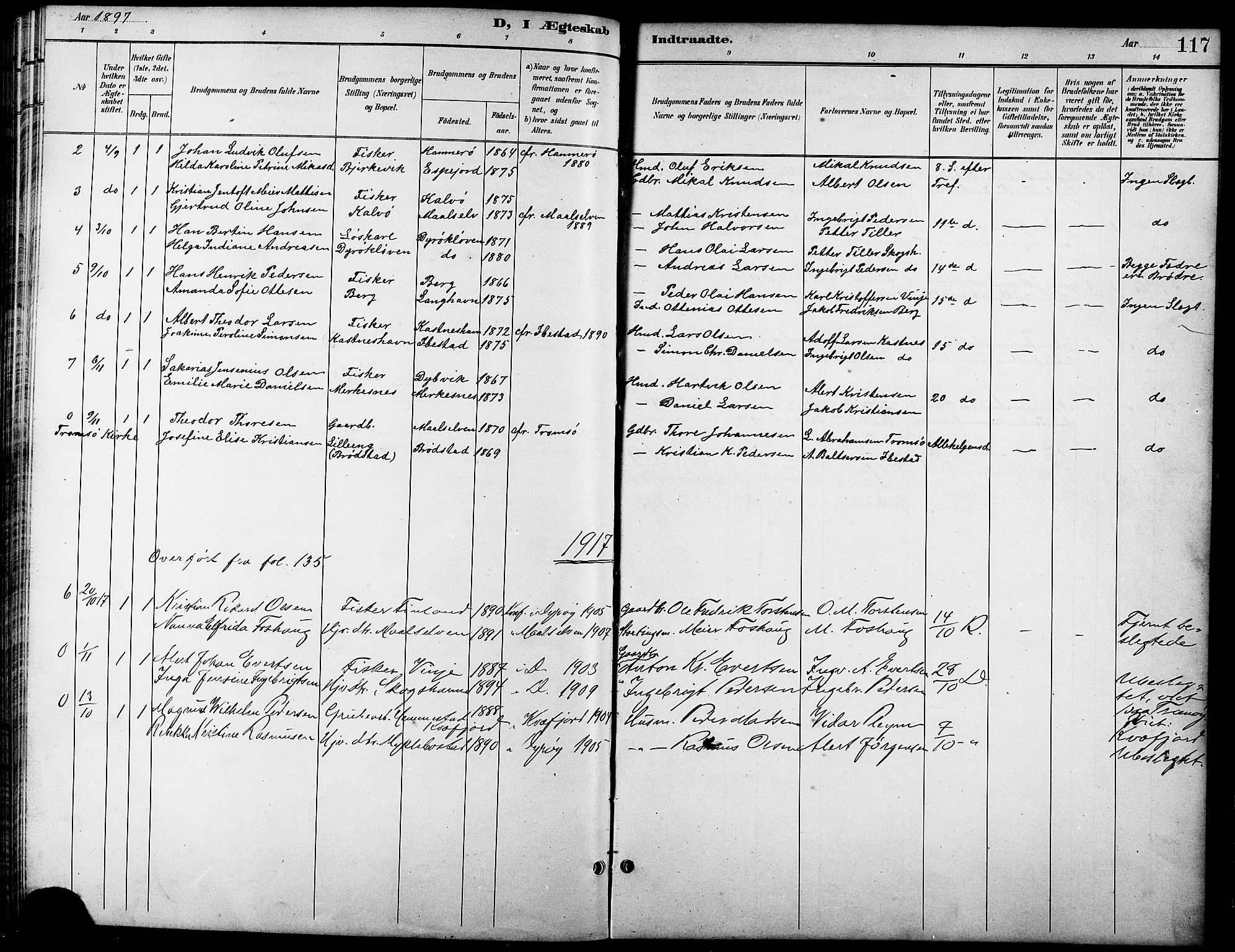 Tranøy sokneprestkontor, SATØ/S-1313/I/Ia/Iab/L0014klokker: Parish register (copy) no. 14, 1896-1918, p. 117