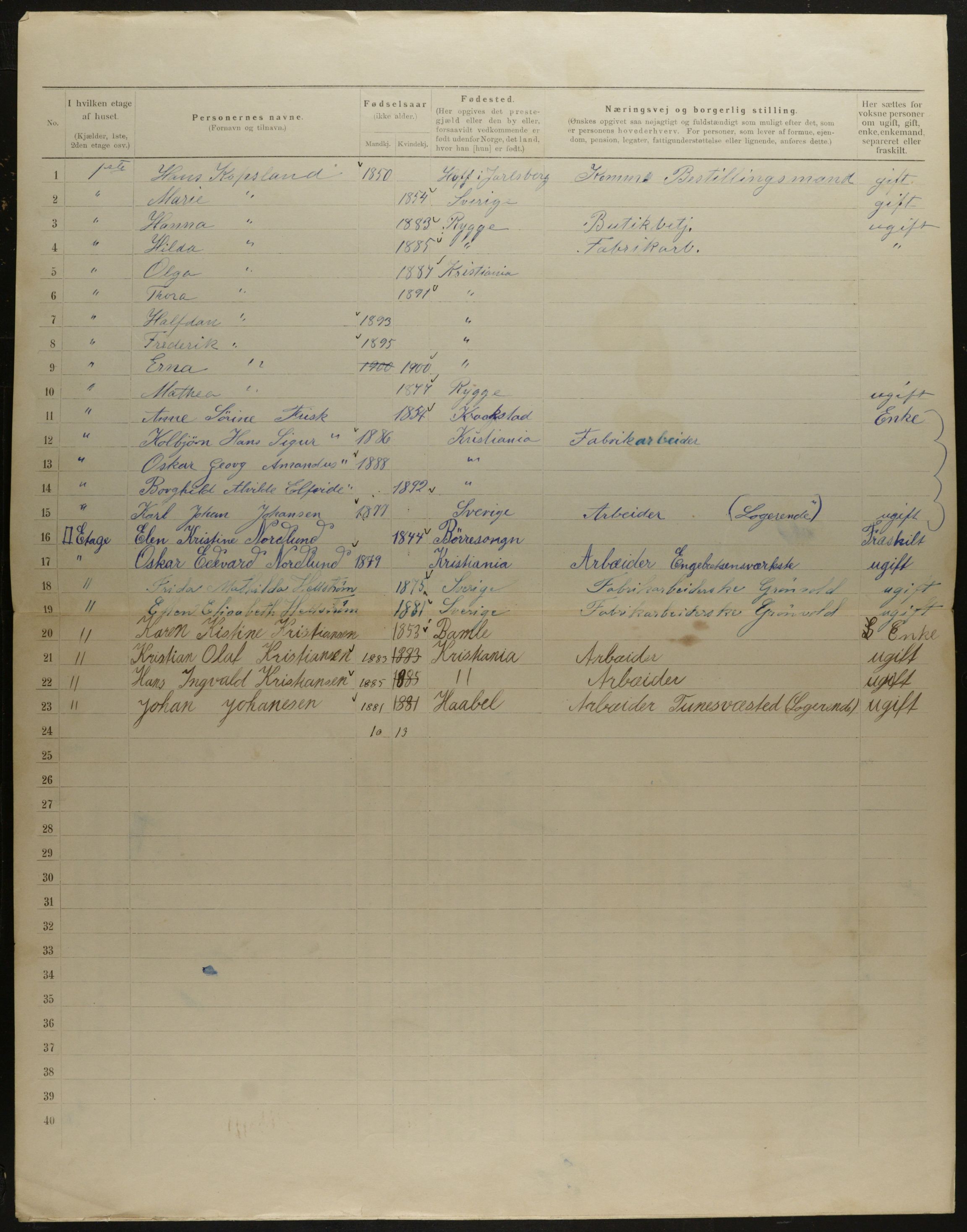 OBA, Municipal Census 1901 for Kristiania, 1901, p. 10926