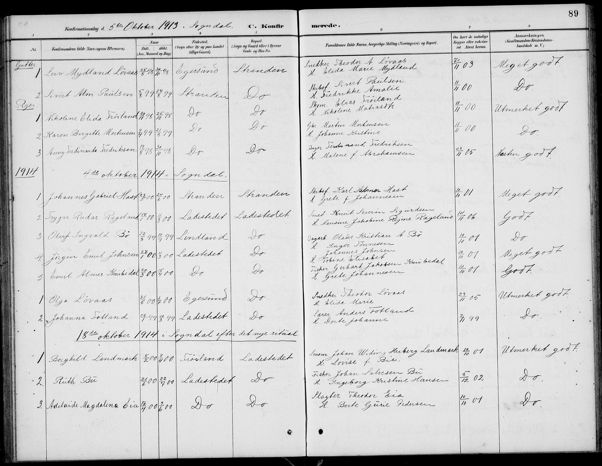Sokndal sokneprestkontor, SAST/A-101808: Parish register (copy) no. B 5, 1887-1934, p. 89