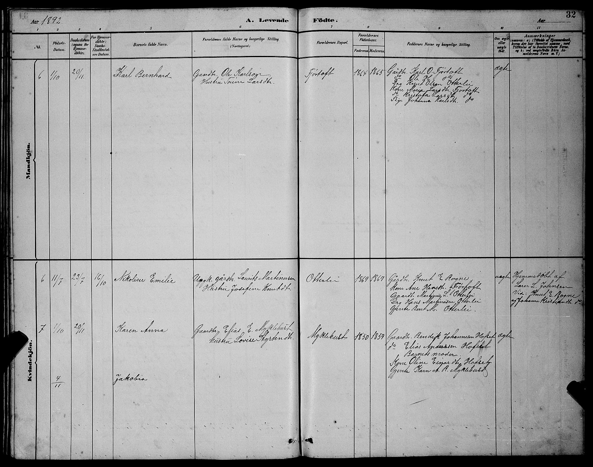 Ministerialprotokoller, klokkerbøker og fødselsregistre - Møre og Romsdal, AV/SAT-A-1454/538/L0523: Parish register (copy) no. 538C01, 1881-1900, p. 32