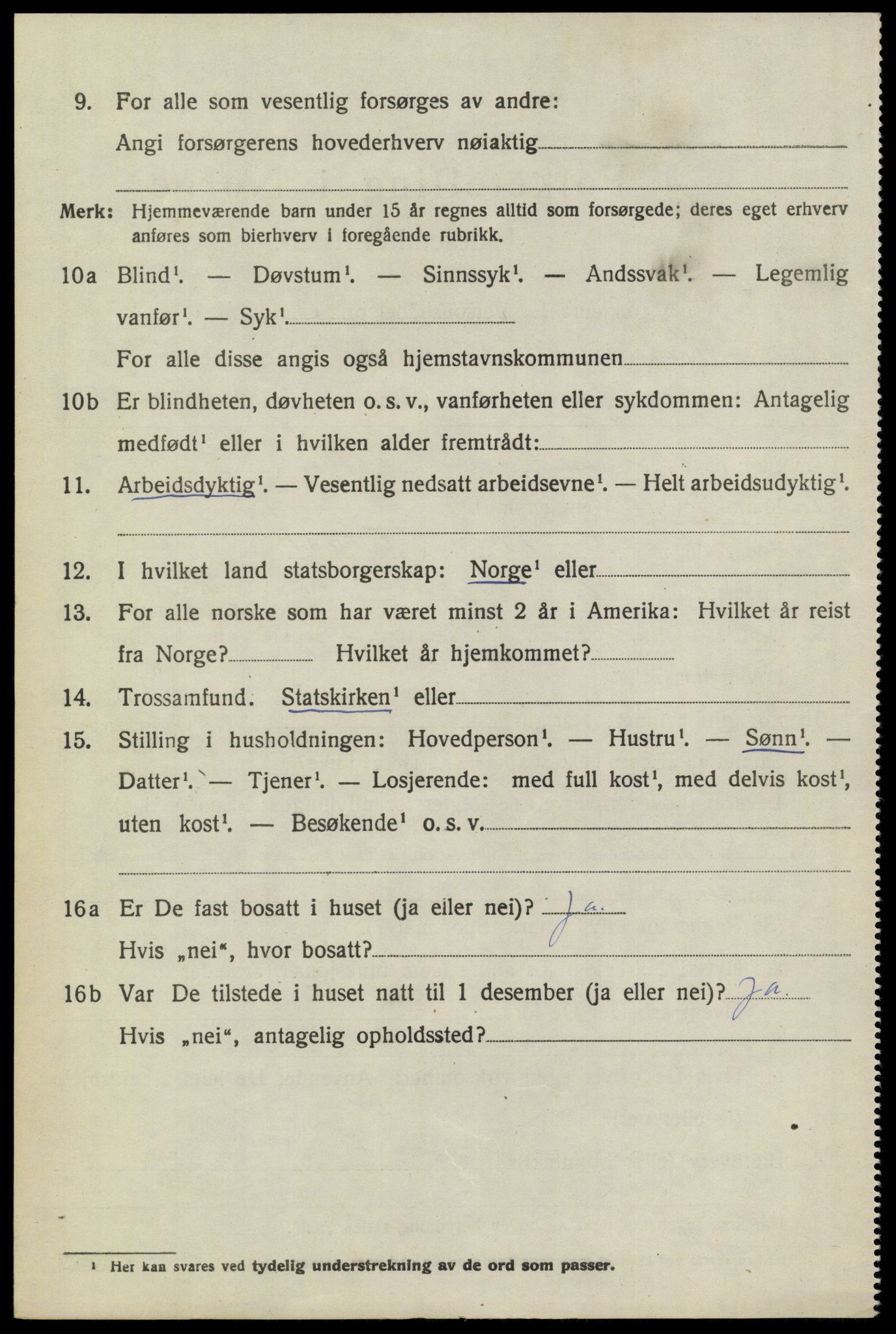 SAKO, 1920 census for Sannidal, 1920, p. 3324
