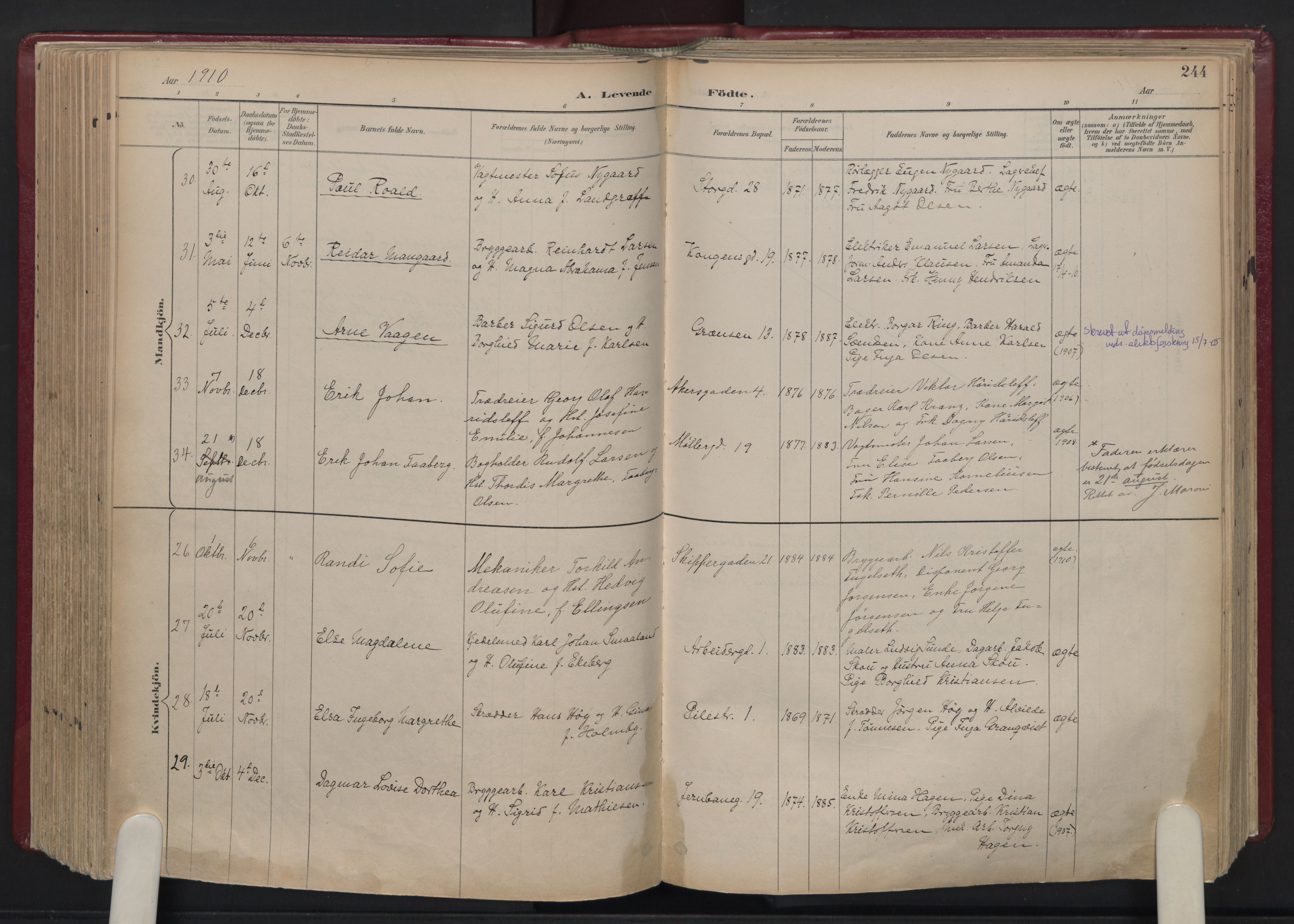 Oslo domkirke Kirkebøker, AV/SAO-A-10752/F/Fa/L0039: Parish register (official) no. 39, 1893-1932, p. 244