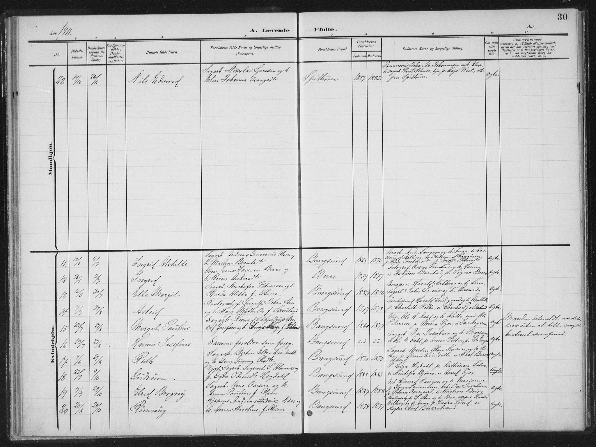 Ministerialprotokoller, klokkerbøker og fødselsregistre - Nord-Trøndelag, AV/SAT-A-1458/770/L0591: Parish register (copy) no. 770C02, 1902-1940, p. 30