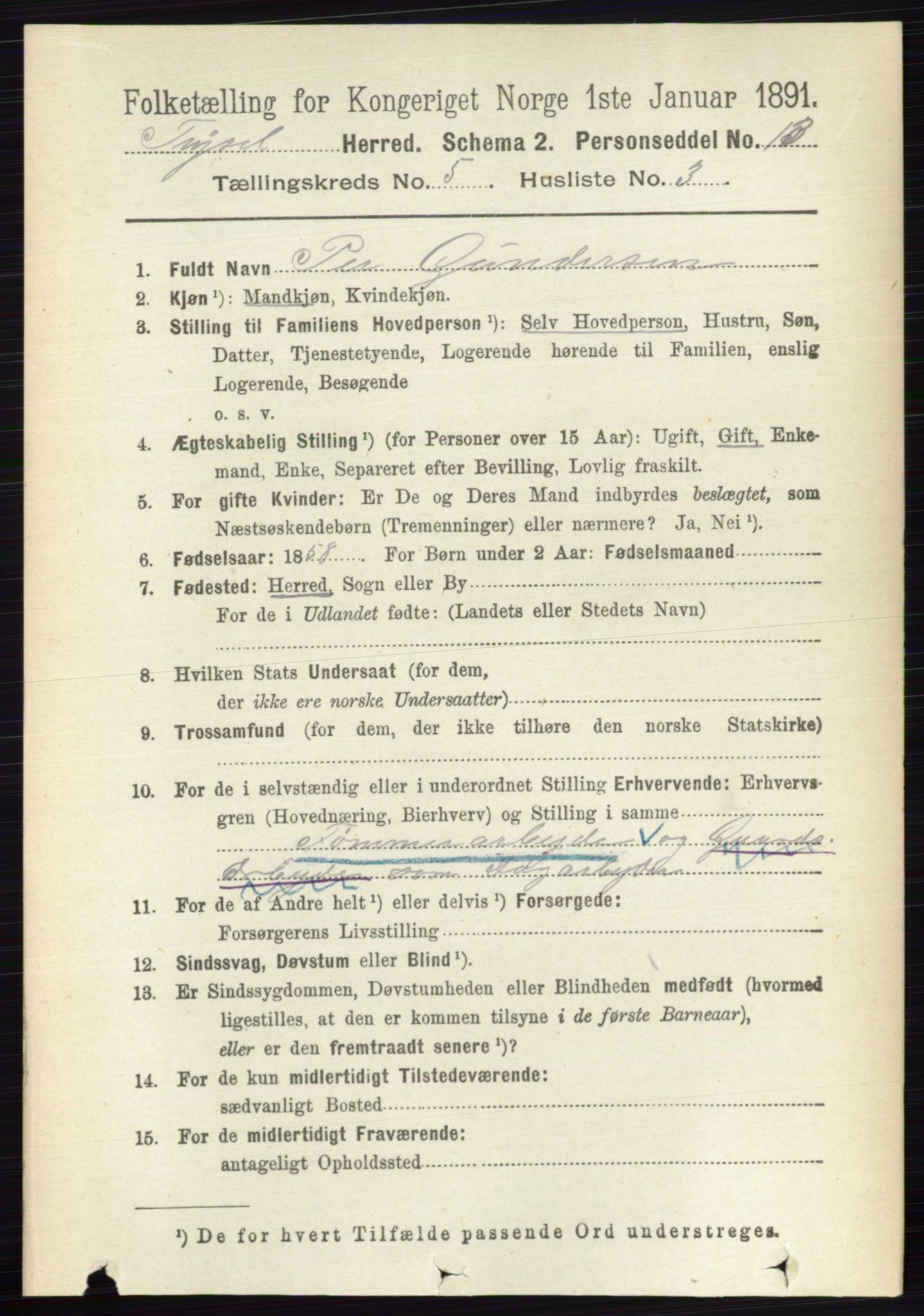 RA, 1891 census for 0428 Trysil, 1891, p. 2321