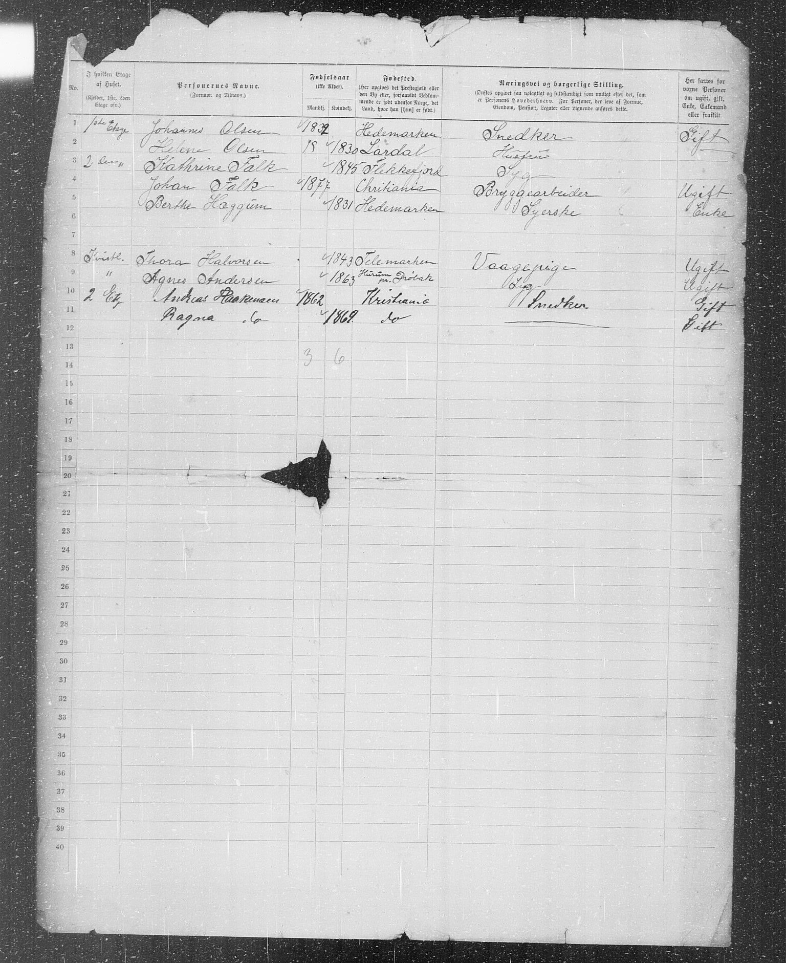 OBA, Municipal Census 1899 for Kristiania, 1899, p. 21