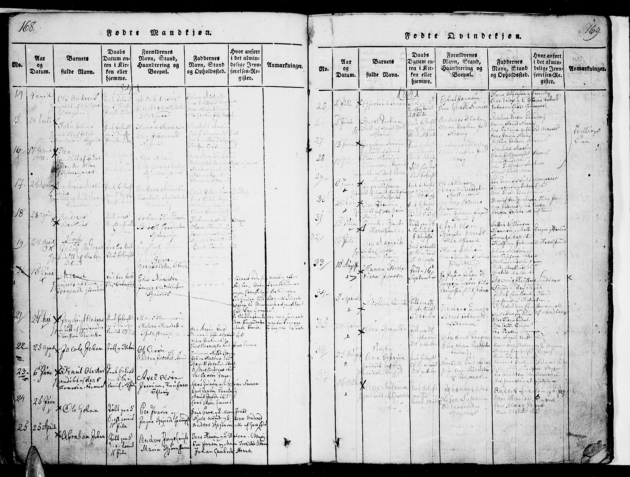Ministerialprotokoller, klokkerbøker og fødselsregistre - Nordland, SAT/A-1459/863/L0894: Parish register (official) no. 863A06, 1821-1851, p. 168-169