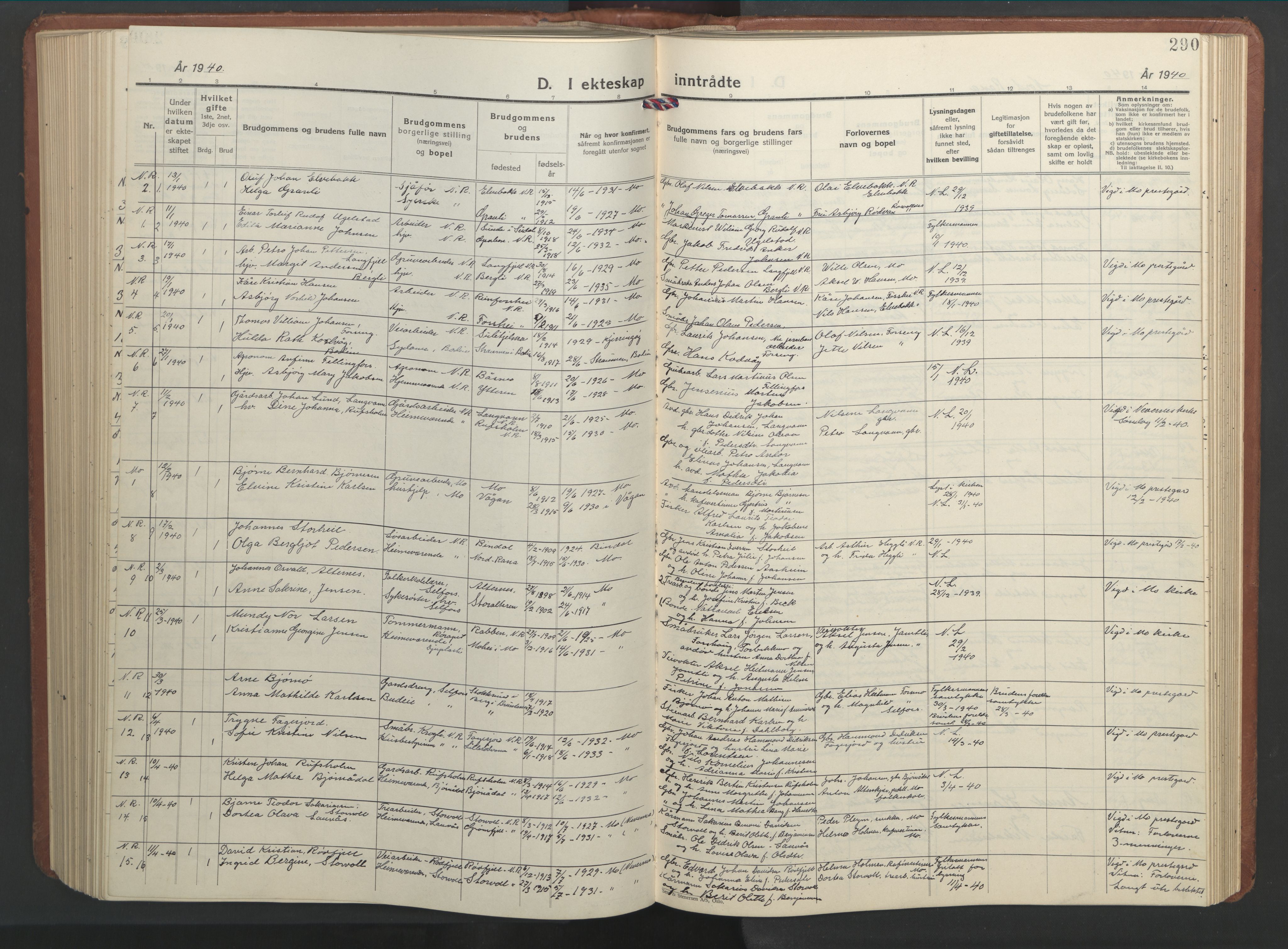 Ministerialprotokoller, klokkerbøker og fødselsregistre - Nordland, SAT/A-1459/827/L0425: Parish register (copy) no. 827C14, 1931-1946, p. 290