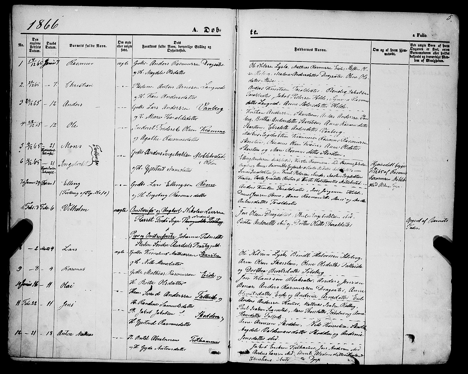 Innvik sokneprestembete, SAB/A-80501: Parish register (official) no. A 6, 1865-1878, p. 5