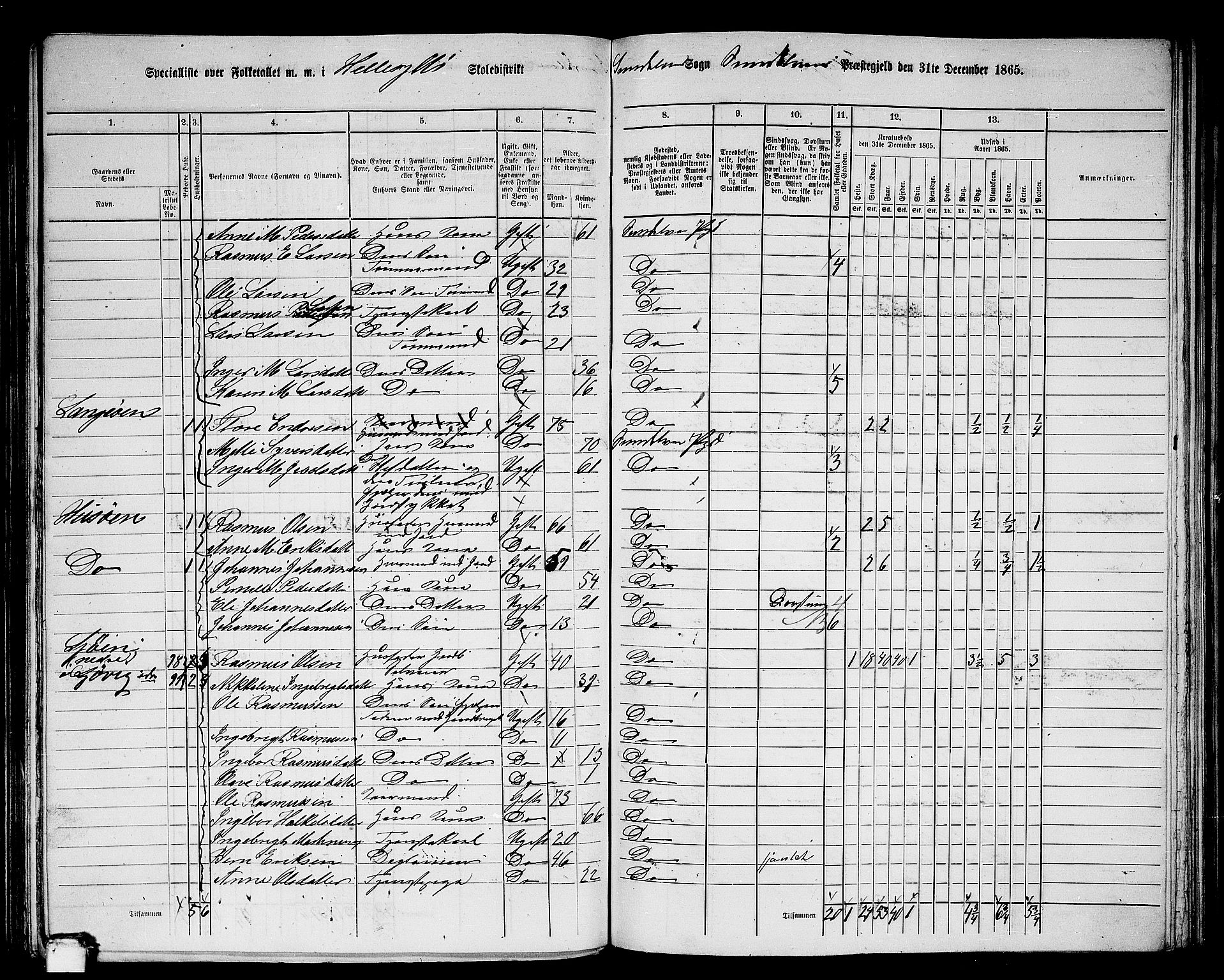 RA, 1865 census for Sunnylven, 1865, p. 14