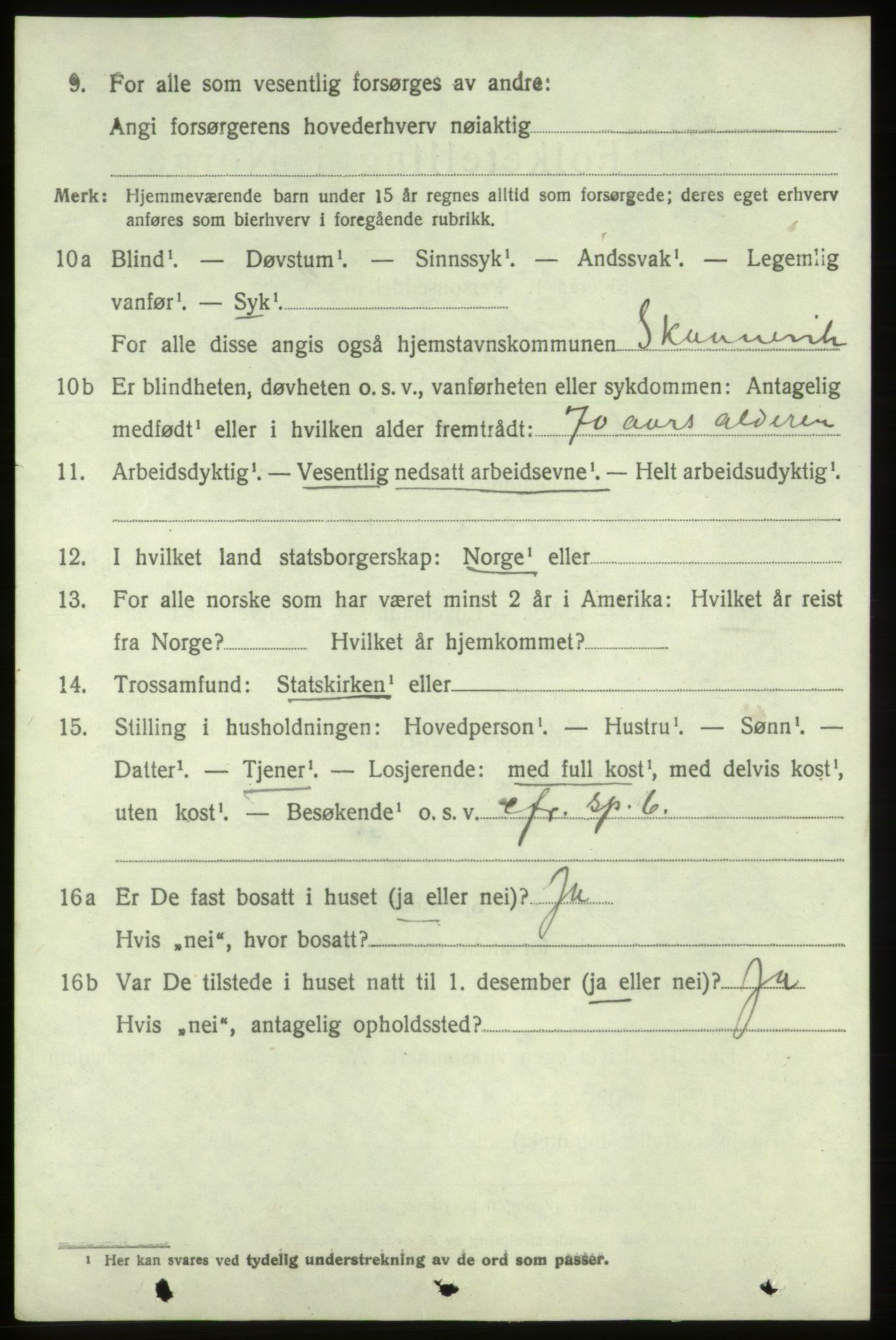 SAB, 1920 census for Skånevik, 1920, p. 2470