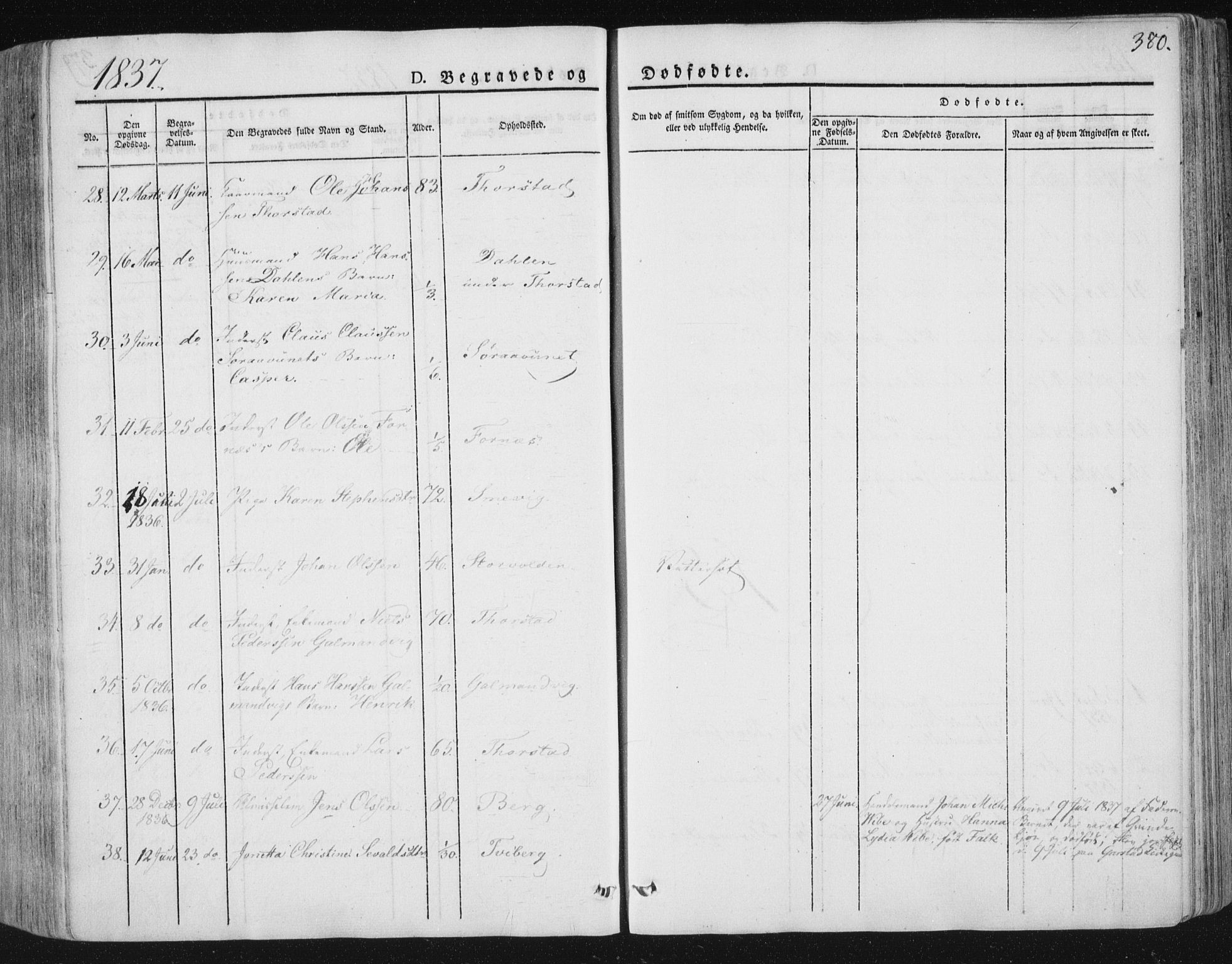 Ministerialprotokoller, klokkerbøker og fødselsregistre - Nord-Trøndelag, AV/SAT-A-1458/784/L0669: Parish register (official) no. 784A04, 1829-1859, p. 380