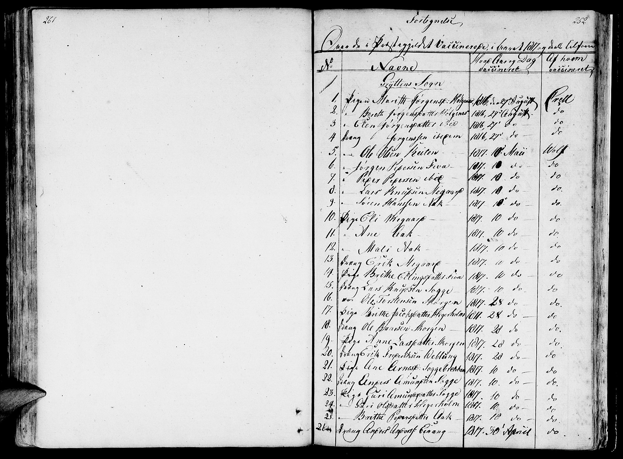 Ministerialprotokoller, klokkerbøker og fødselsregistre - Møre og Romsdal, SAT/A-1454/544/L0570: Parish register (official) no. 544A03, 1807-1817, p. 261-262