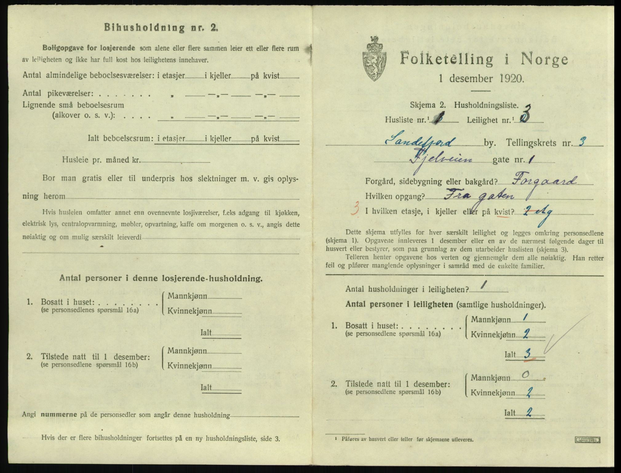 SAKO, 1920 census for Sandefjord, 1920, p. 1900