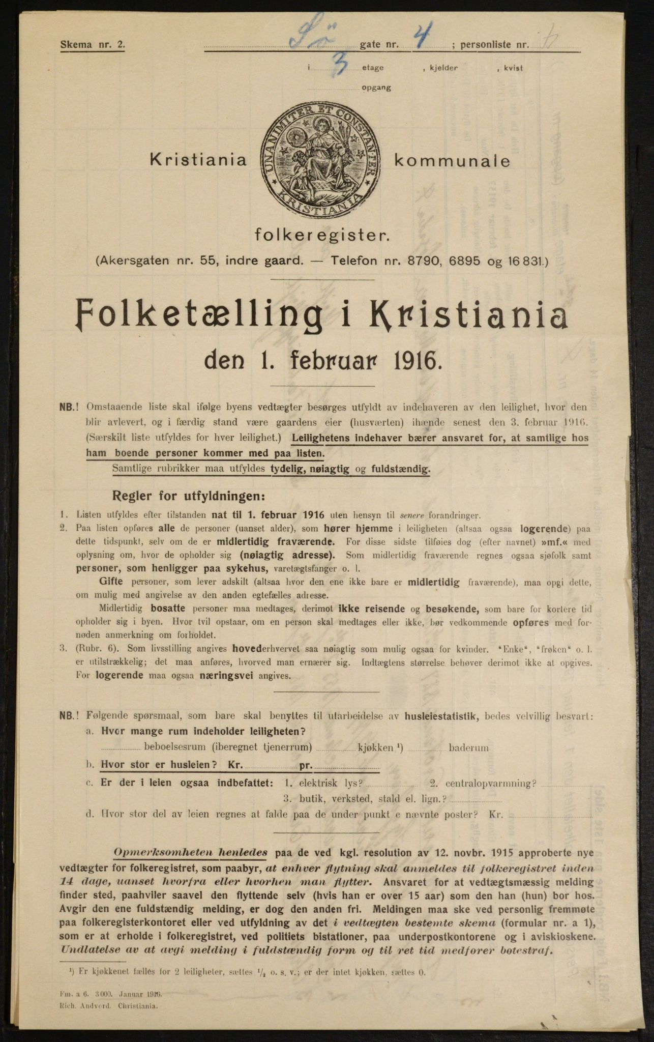 OBA, Municipal Census 1916 for Kristiania, 1916, p. 97553