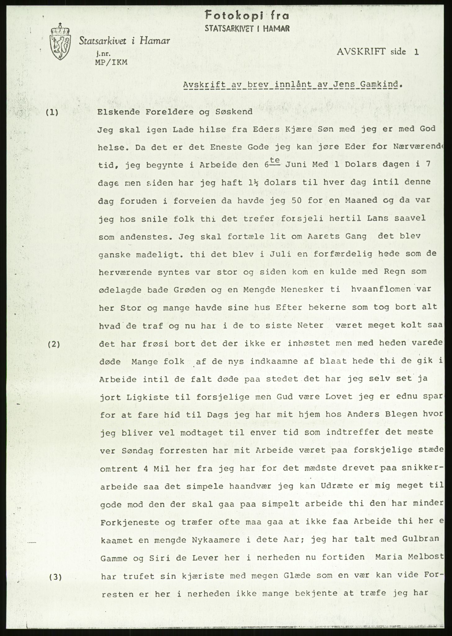 Samlinger til kildeutgivelse, Amerikabrevene, AV/RA-EA-4057/F/L0011: Innlån fra Oppland: Bræin - Knudsen, 1838-1914, p. 401