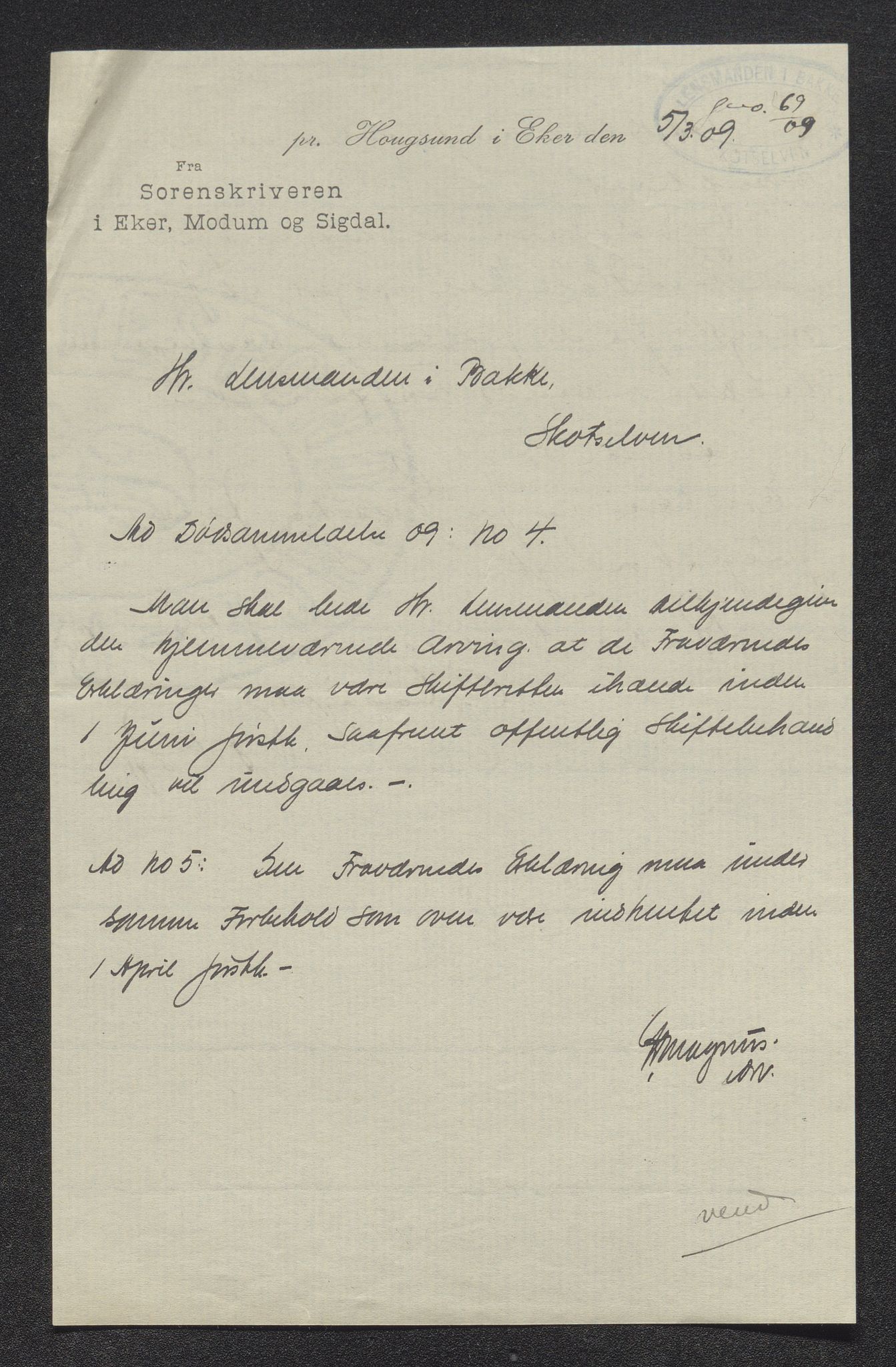 Eiker, Modum og Sigdal sorenskriveri, AV/SAKO-A-123/H/Ha/Hab/L0033: Dødsfallsmeldinger, 1909-1910, p. 165