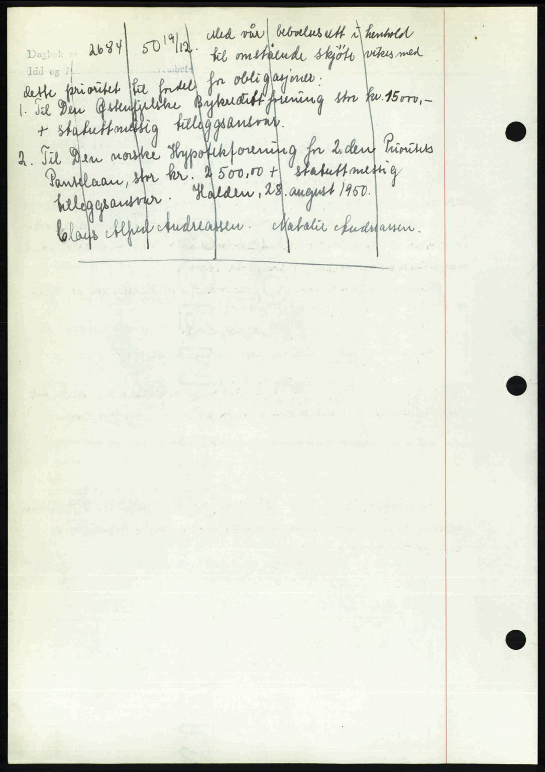 Idd og Marker sorenskriveri, AV/SAO-A-10283/G/Gb/Gbb/L0013: Mortgage book no. A13, 1949-1950, Diary no: : 2684/1950