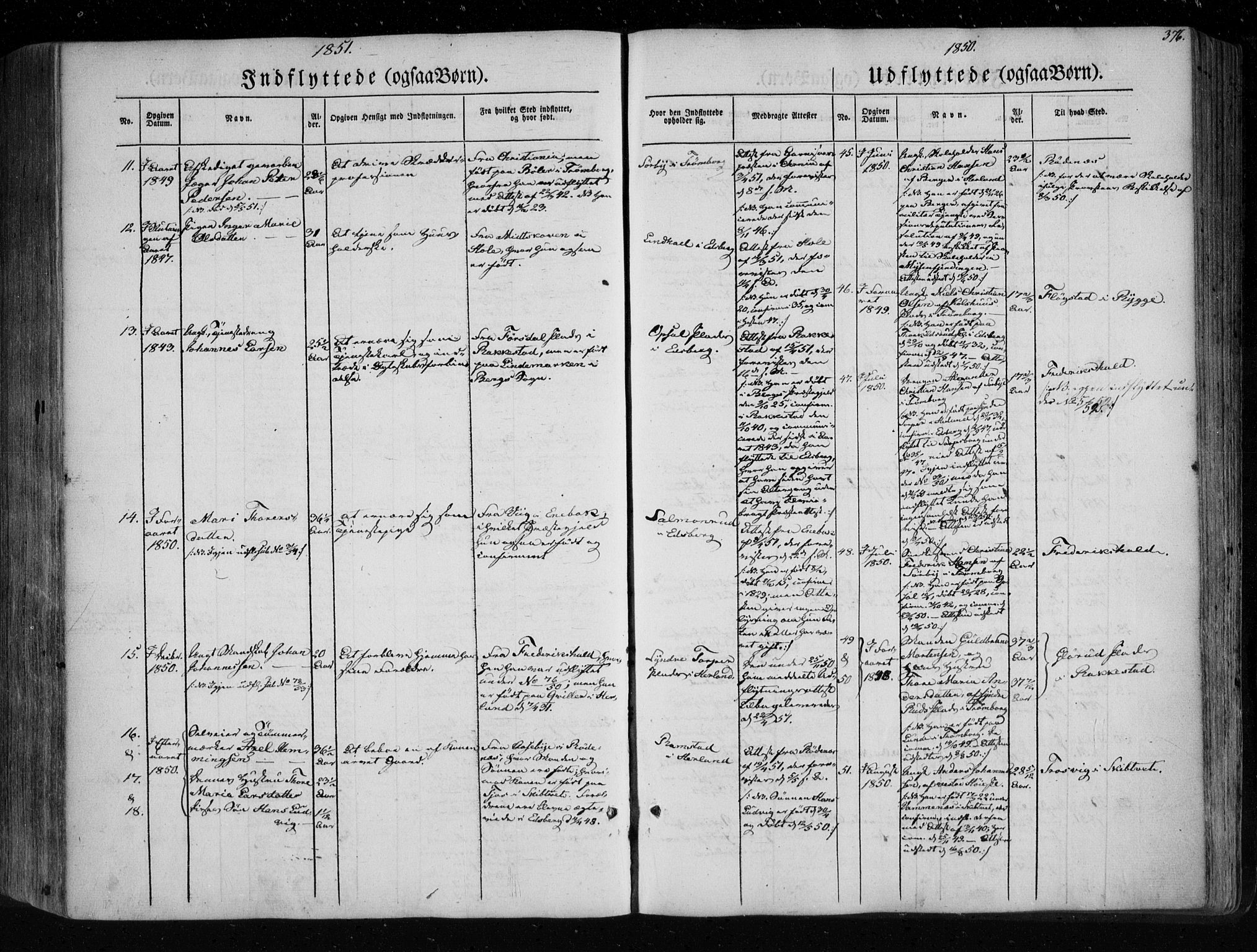 Eidsberg prestekontor Kirkebøker, SAO/A-10905/F/Fa/L0009: Parish register (official) no. I 9, 1849-1856, p. 376