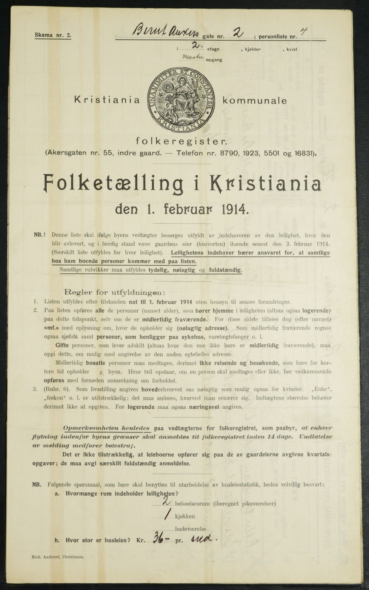 OBA, Municipal Census 1914 for Kristiania, 1914, p. 4572