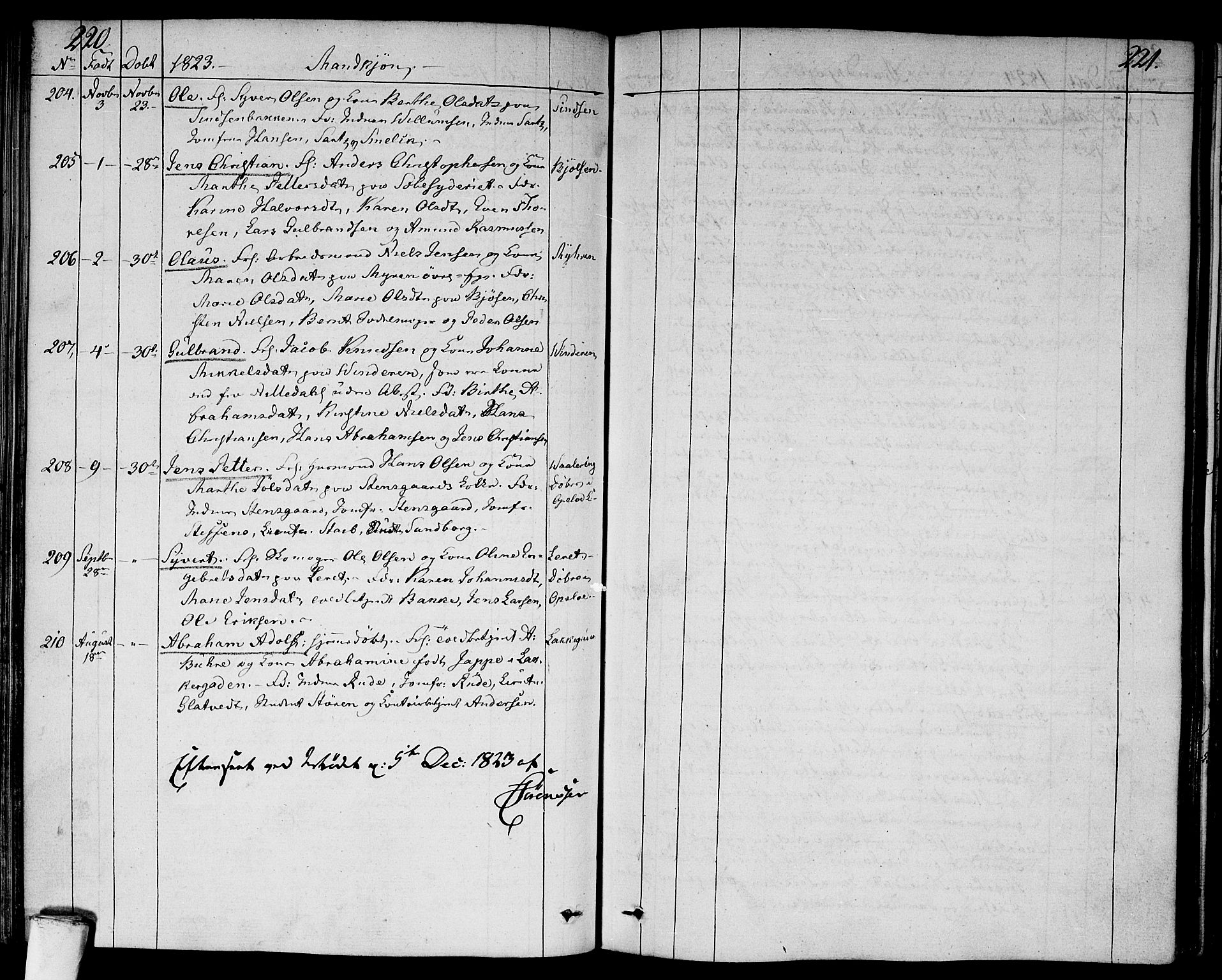 Aker prestekontor kirkebøker, AV/SAO-A-10861/F/L0012: Parish register (official) no. 12, 1819-1828, p. 220-221