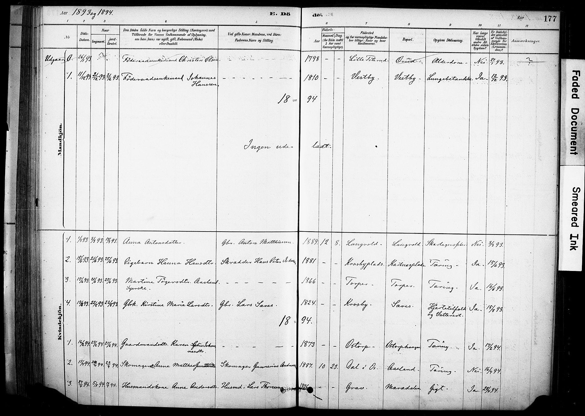 Rakkestad prestekontor Kirkebøker, AV/SAO-A-2008/F/Fc/L0001: Parish register (official) no. III 1, 1878-1905, p. 177