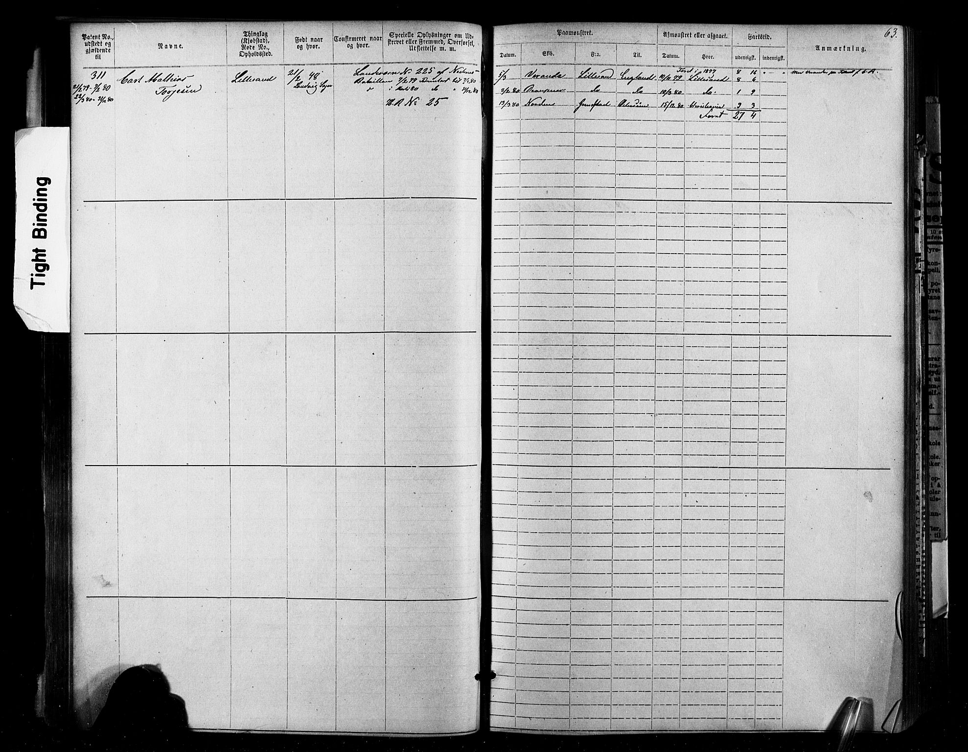 Lillesand mønstringskrets, SAK/2031-0014/F/Fa/L0002: Annotasjonsrulle nr 1-1910 med register, W-8, 1868-1891, p. 72