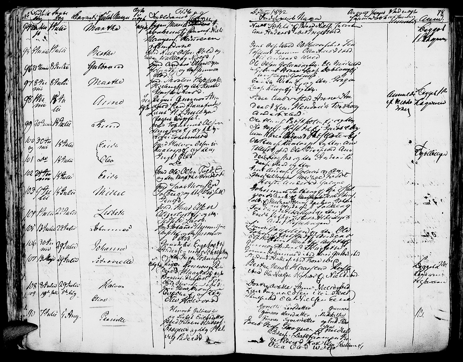 Vang prestekontor, Hedmark, SAH/PREST-008/H/Ha/Haa/L0009: Parish register (official) no. 9, 1826-1841, p. 78