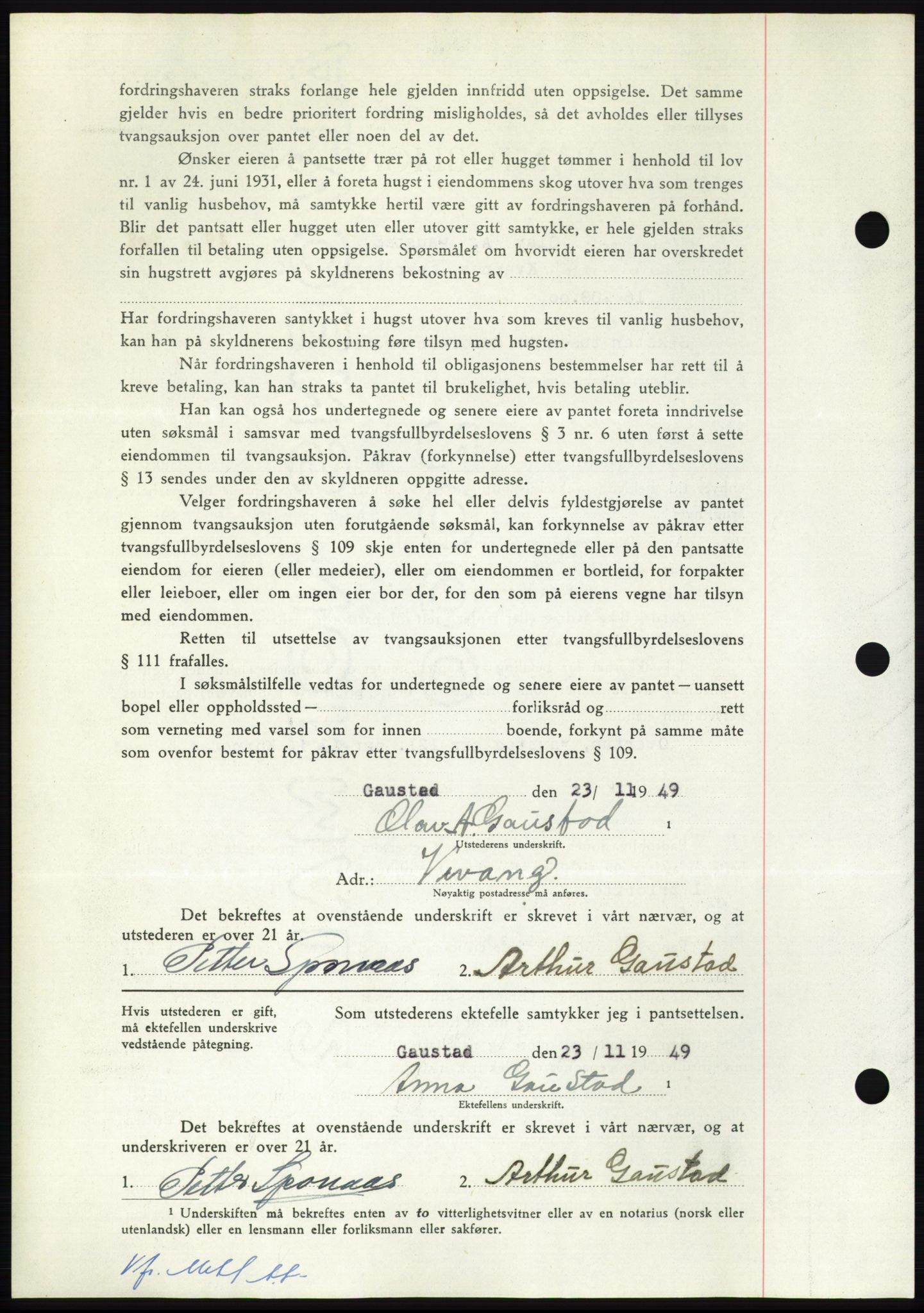 Nordmøre sorenskriveri, AV/SAT-A-4132/1/2/2Ca: Mortgage book no. B103, 1949-1950, Diary no: : 3636/1949