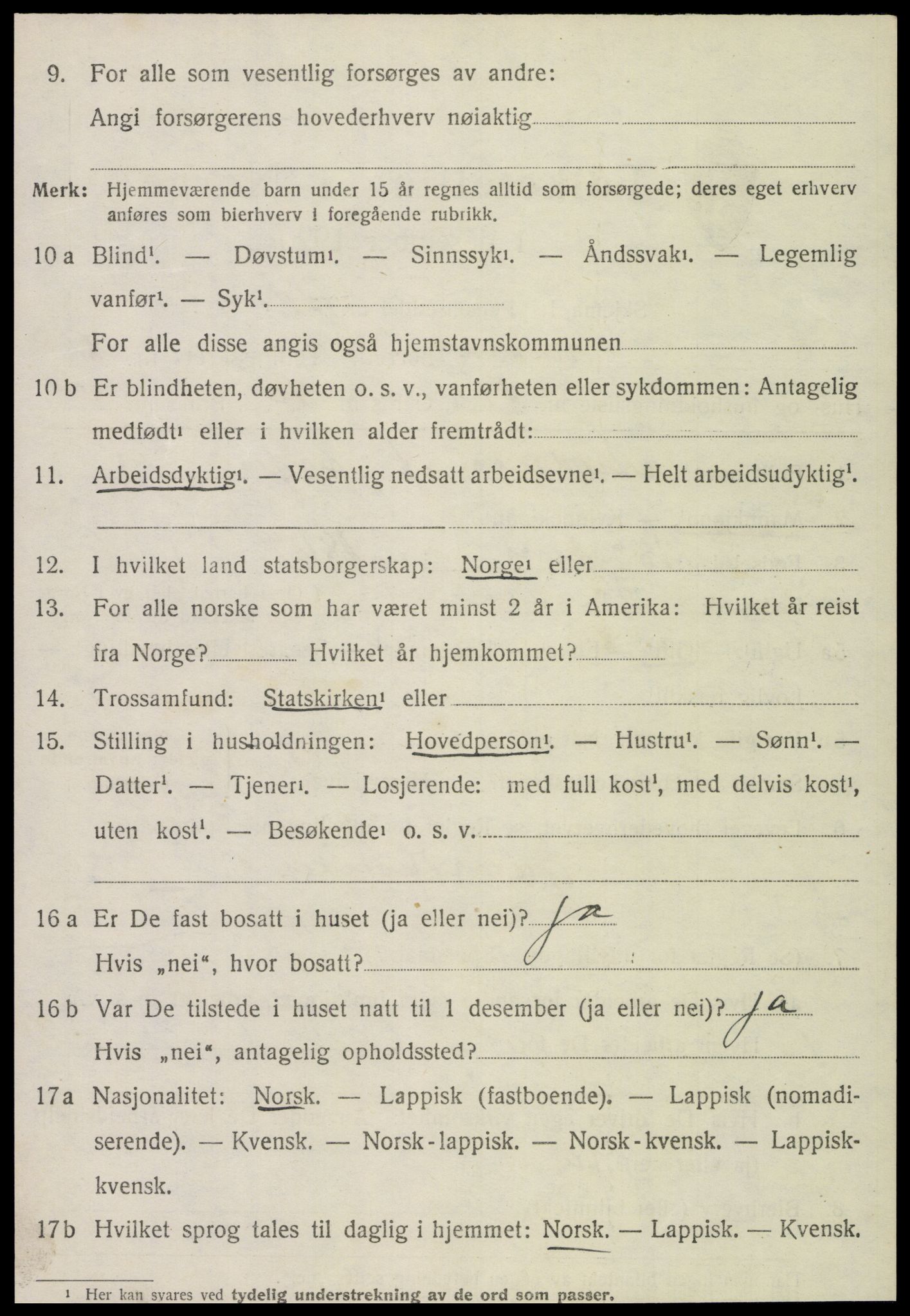 SAT, 1920 census for Snåsa, 1920, p. 3409