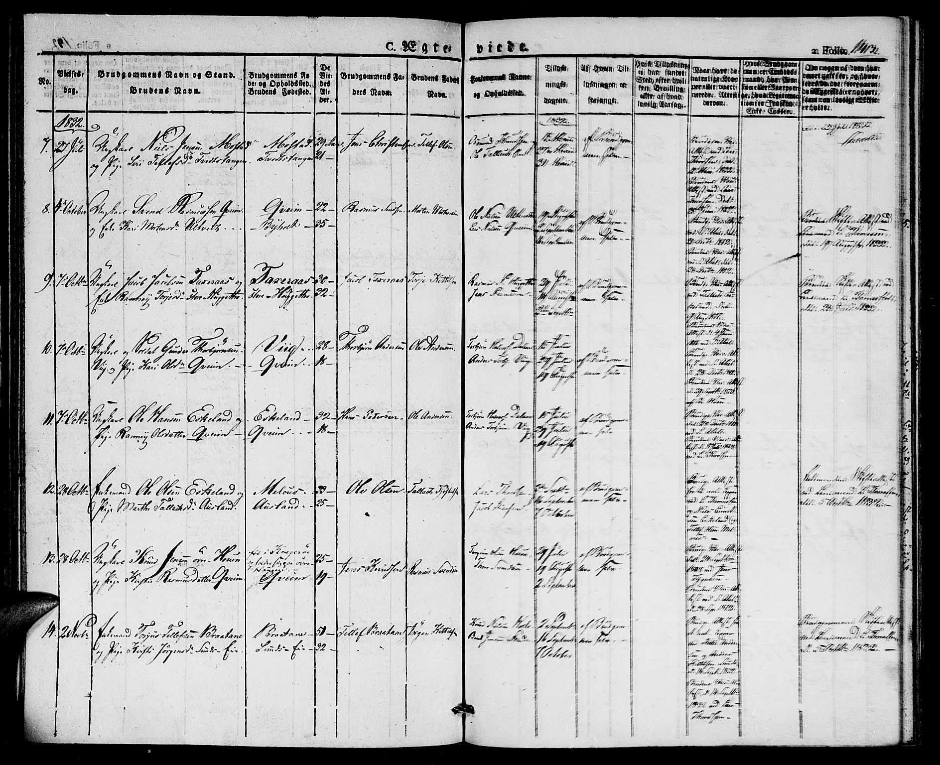 Gjerstad sokneprestkontor, AV/SAK-1111-0014/F/Fa/Faa/L0005: Parish register (official) no. A 5, 1829-1841, p. 142