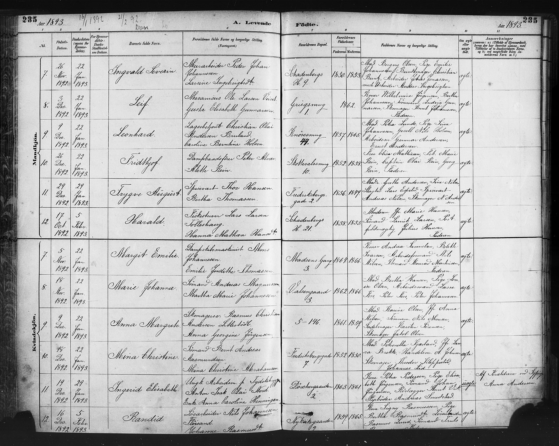 Nykirken Sokneprestembete, SAB/A-77101/H/Haa: Parish register (official) no. B 5, 1885-1894, p. 235
