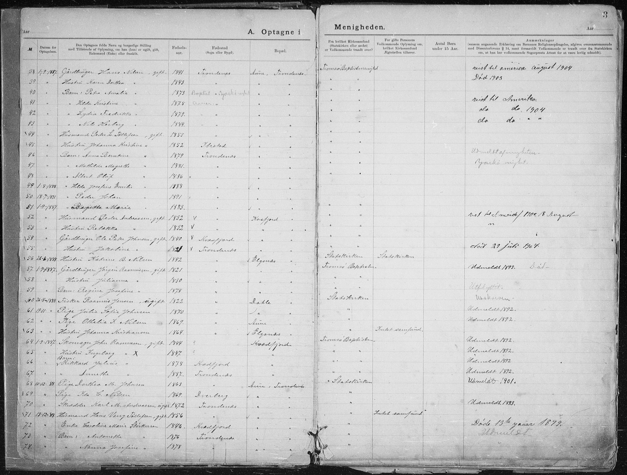 Aune baptistmenighet, SATØ/P-0182/F/L0006DP: Dissenter register no. 6, 1887-1939, p. 3