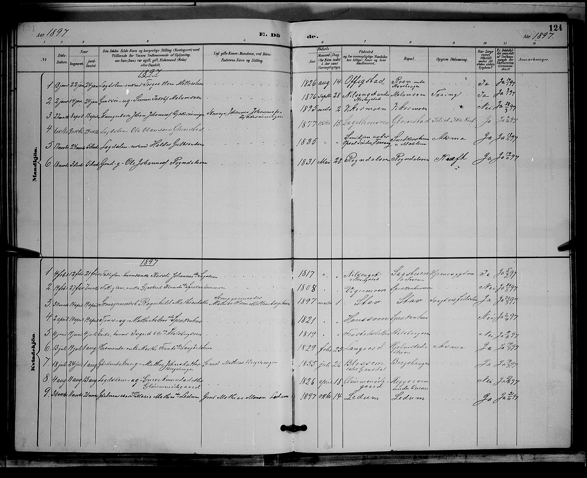 Øyer prestekontor, AV/SAH-PREST-084/H/Ha/Hab/L0004: Parish register (copy) no. 4, 1894-1905, p. 124