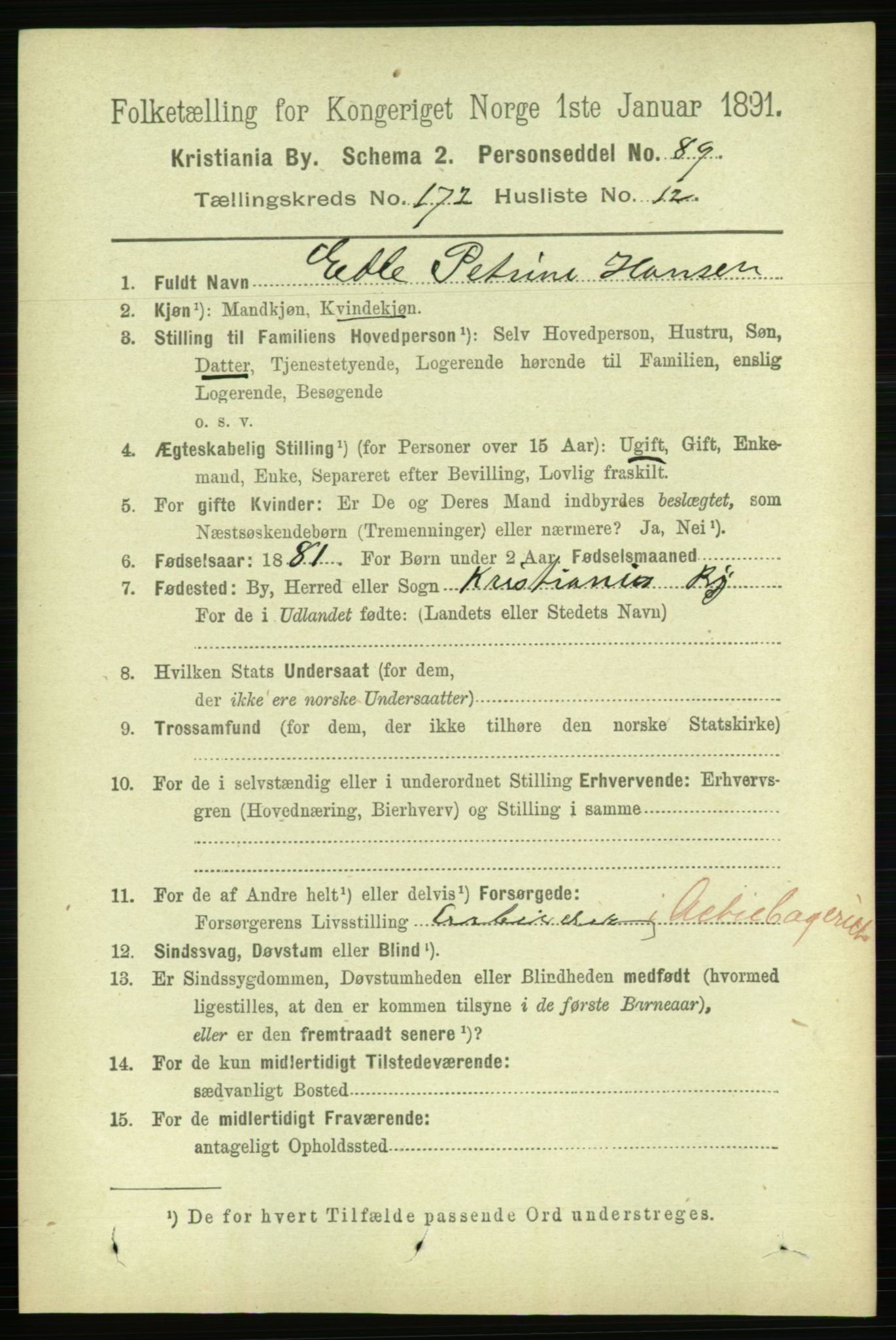 RA, 1891 census for 0301 Kristiania, 1891, p. 102274