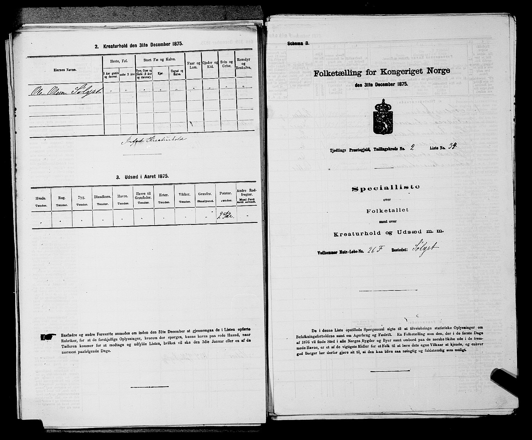 SAKO, 1875 census for 0725P Tjølling, 1875, p. 459