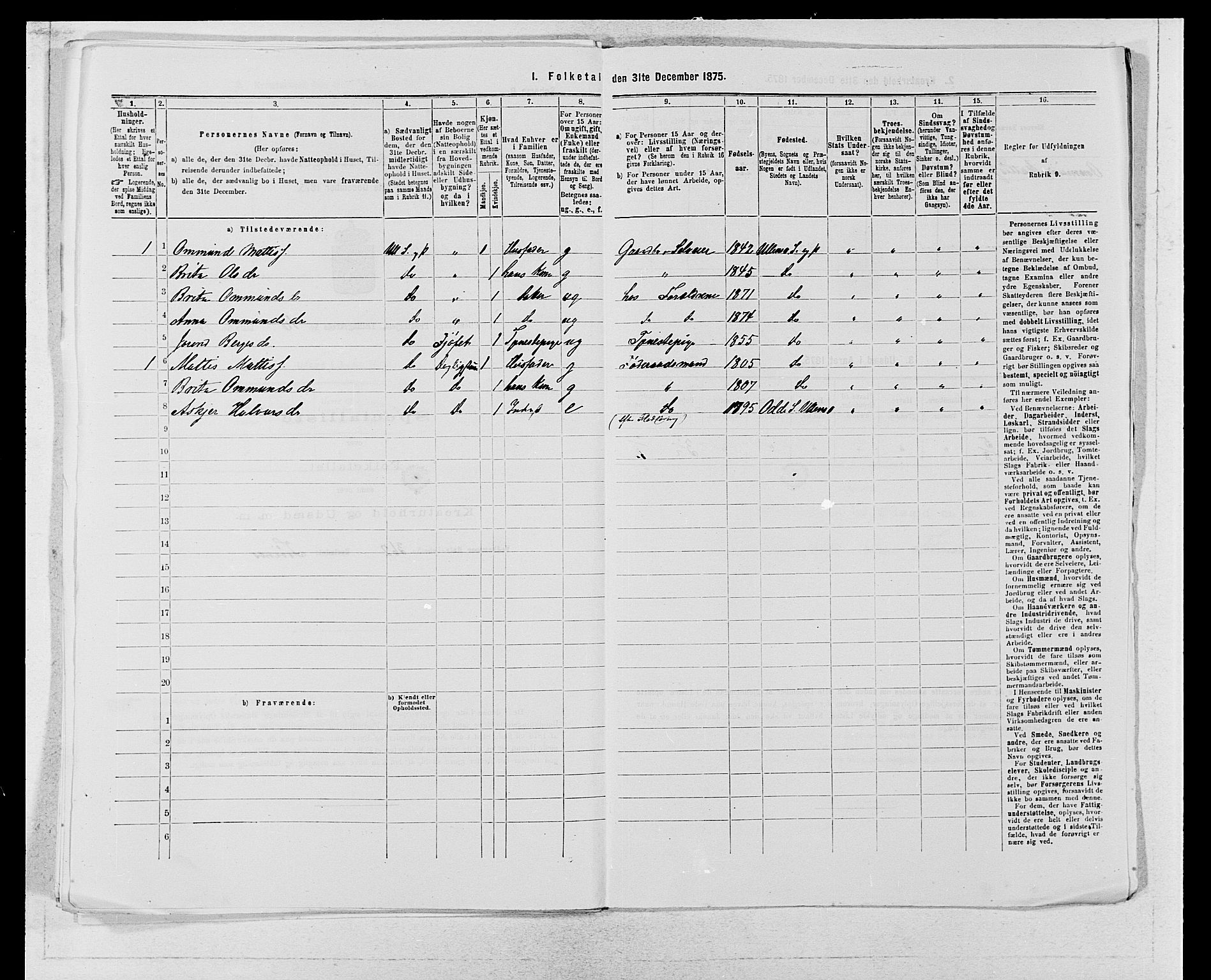 SAB, 1875 census for 1230P Ullensvang, 1875, p. 1738