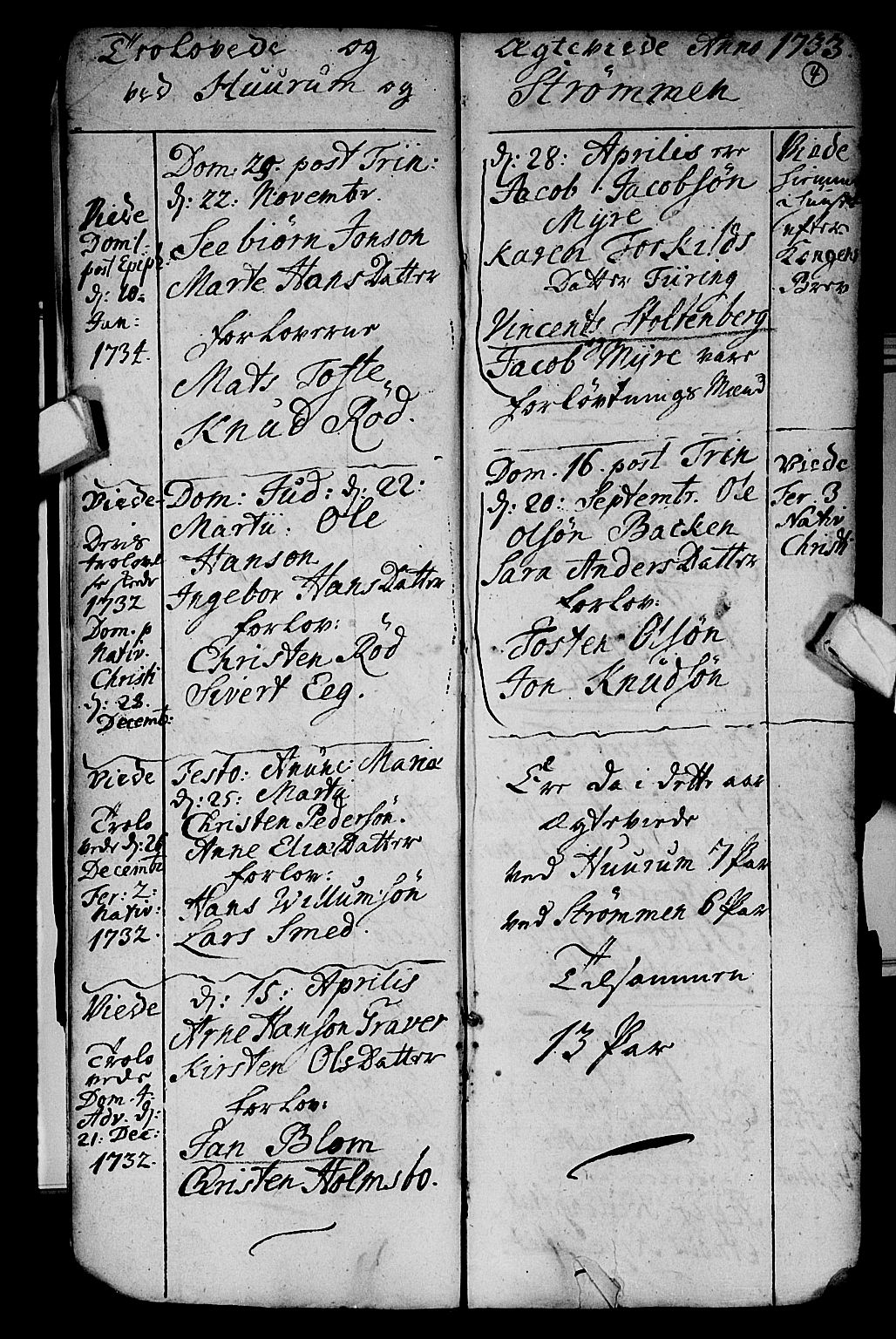 Hurum kirkebøker, SAKO/A-229/F/Fa/L0003: Parish register (official) no. 3, 1733-1757, p. 4