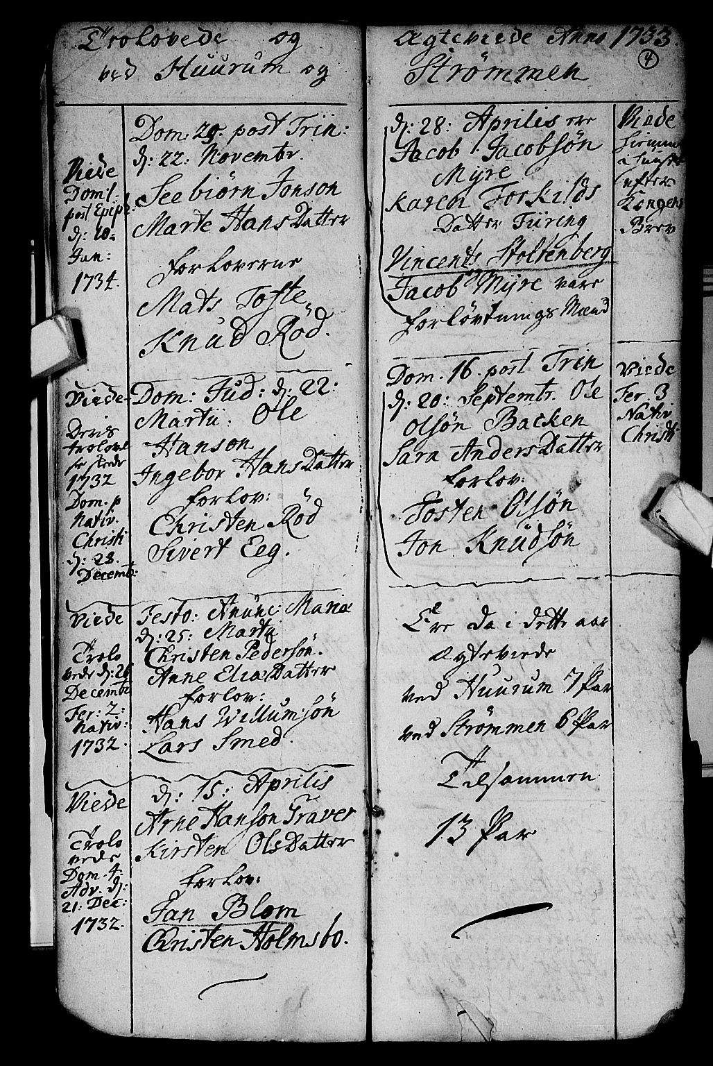 Hurum kirkebøker, AV/SAKO-A-229/F/Fa/L0003: Parish register (official) no. 3, 1733-1757, p. 4