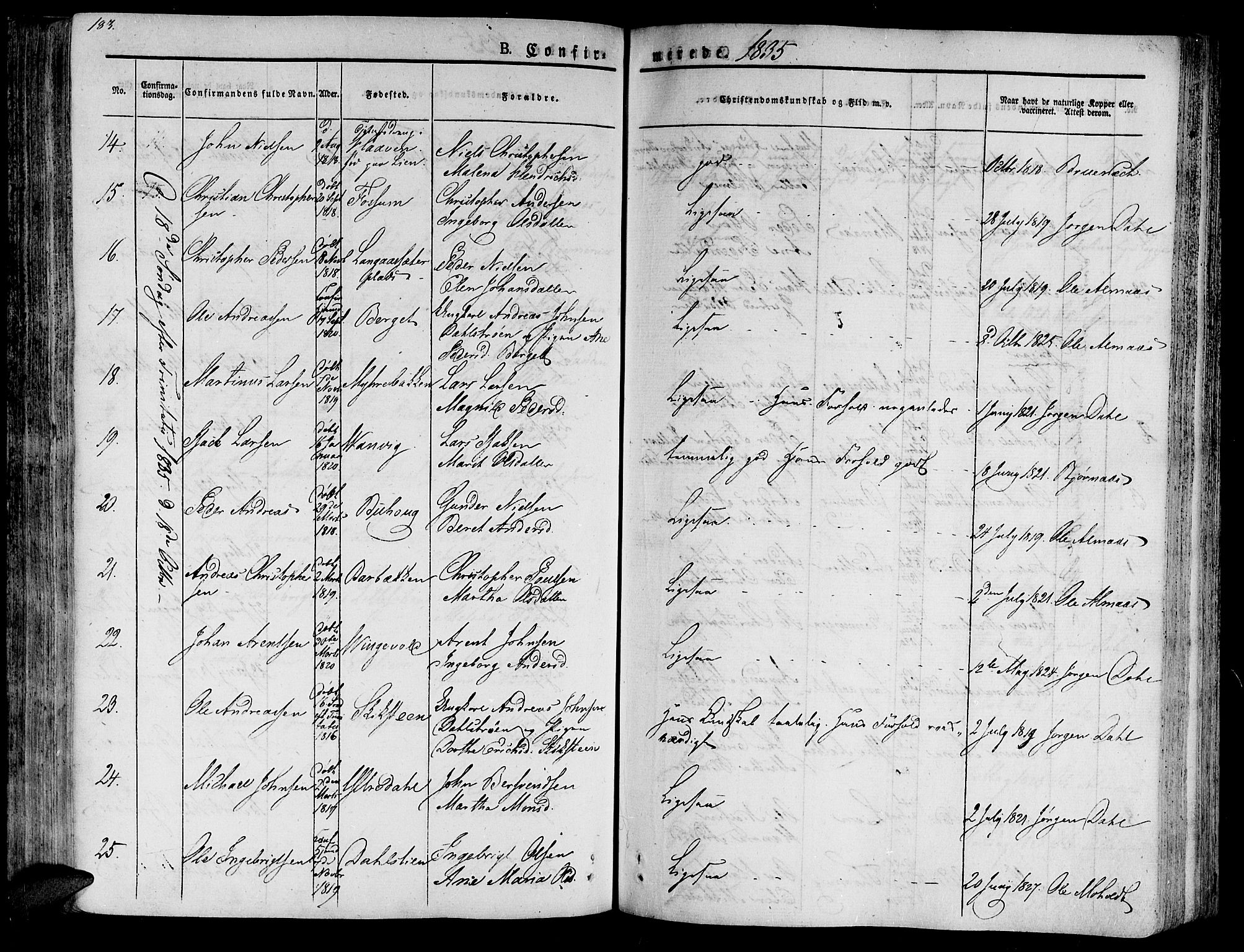 Ministerialprotokoller, klokkerbøker og fødselsregistre - Nord-Trøndelag, SAT/A-1458/701/L0006: Parish register (official) no. 701A06, 1825-1841, p. 183