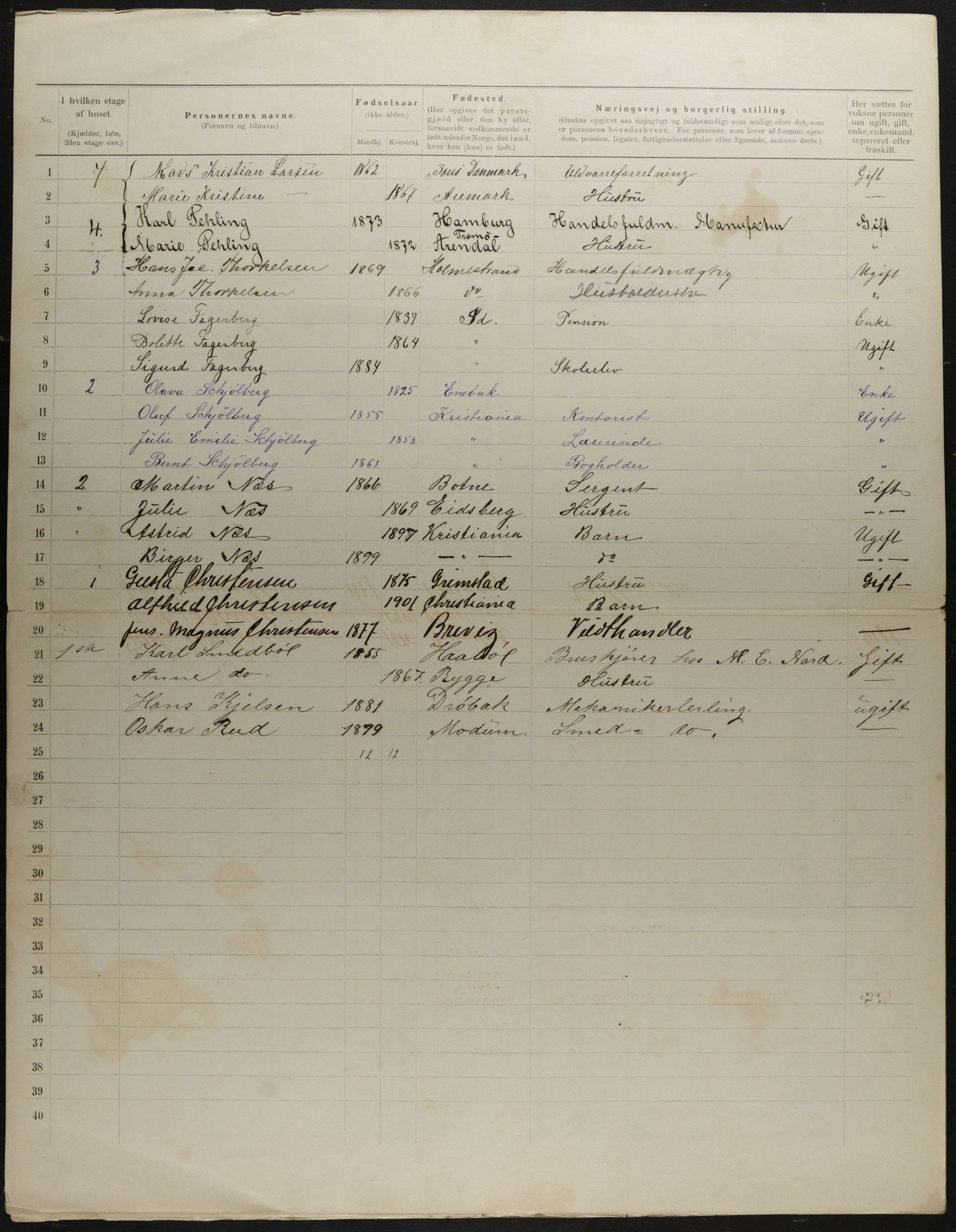 OBA, Municipal Census 1901 for Kristiania, 1901, p. 4711