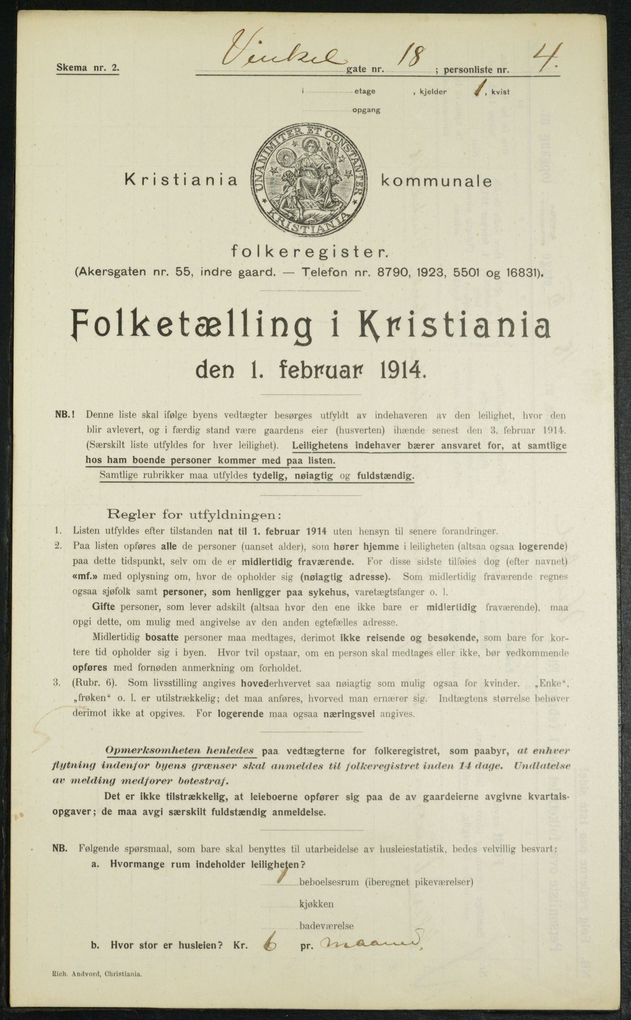 OBA, Municipal Census 1914 for Kristiania, 1914, p. 125135