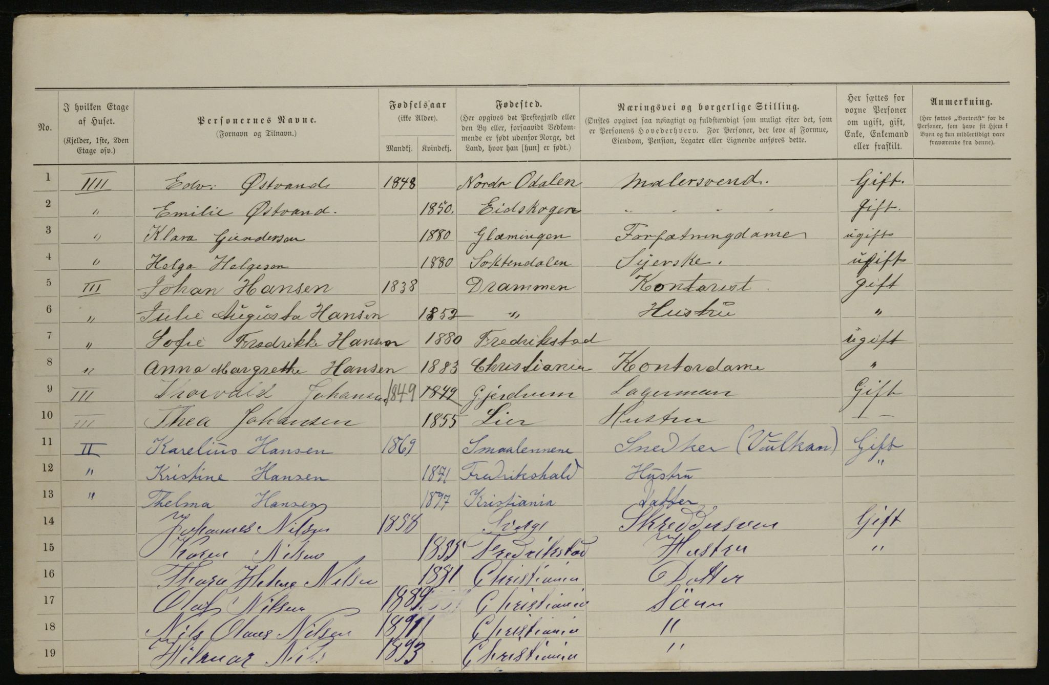 OBA, Municipal Census 1901 for Kristiania, 1901, p. 2511