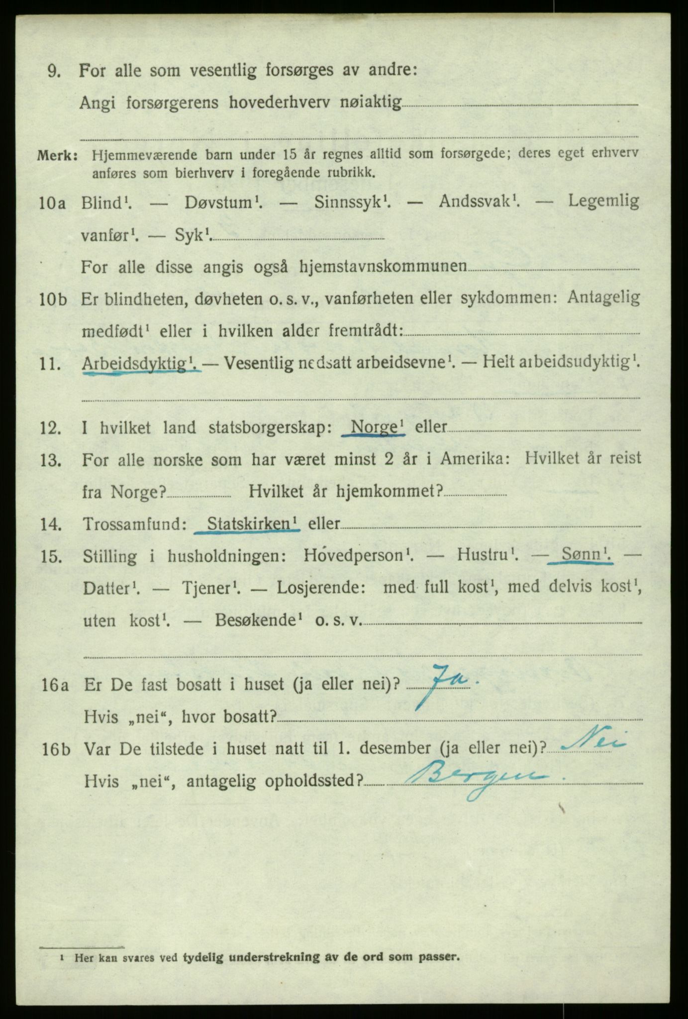 SAB, 1920 census for Gulen, 1920, p. 3910